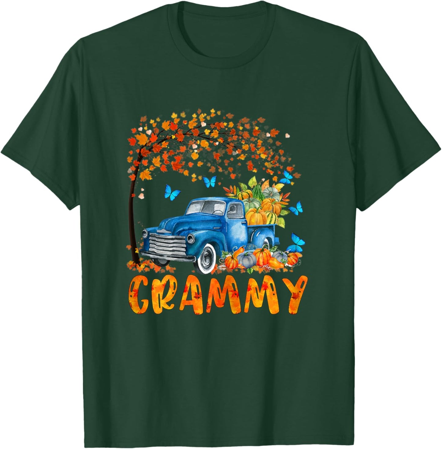 jNqD Truck Pumpkin Grammy Fall Autumn Vibes Thanksgiving T-Shirt - T-Shirt | Forest