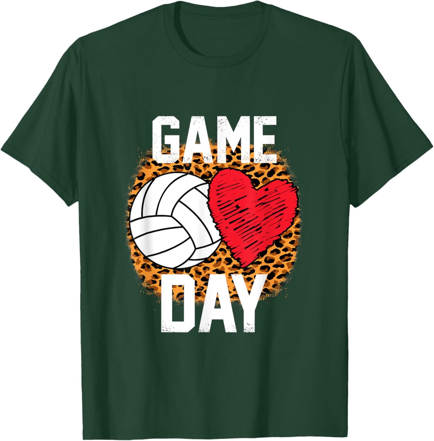 Funny Volleyball Game Day Leopard Cheetah Print Volleyball T-Shirt - T-Shirt | Forest