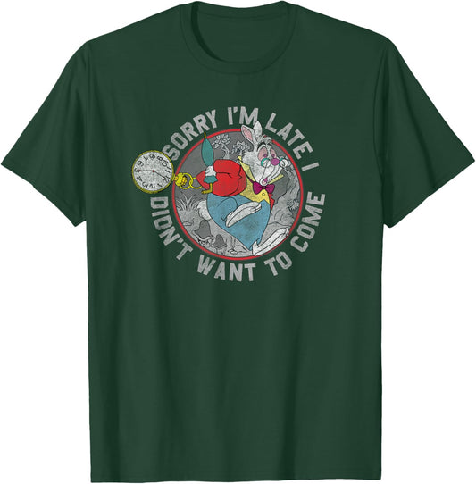 Disney Alice In Wonderland White Rabbit Sorry I Am Late T-Shirt - T-Shirt | Forest