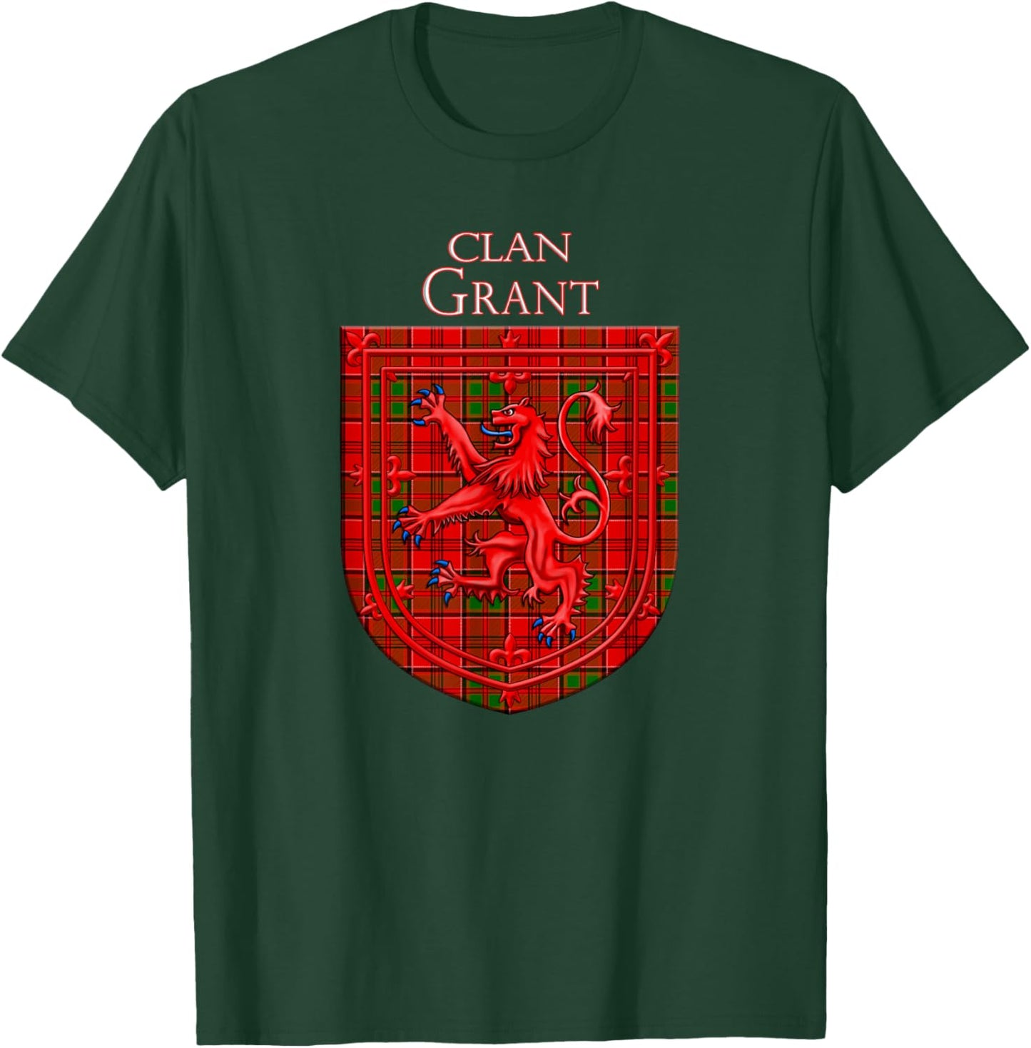 Grant Tartan Scottish Plaid Lion Rampant T-Shirt - T-Shirt | Forest