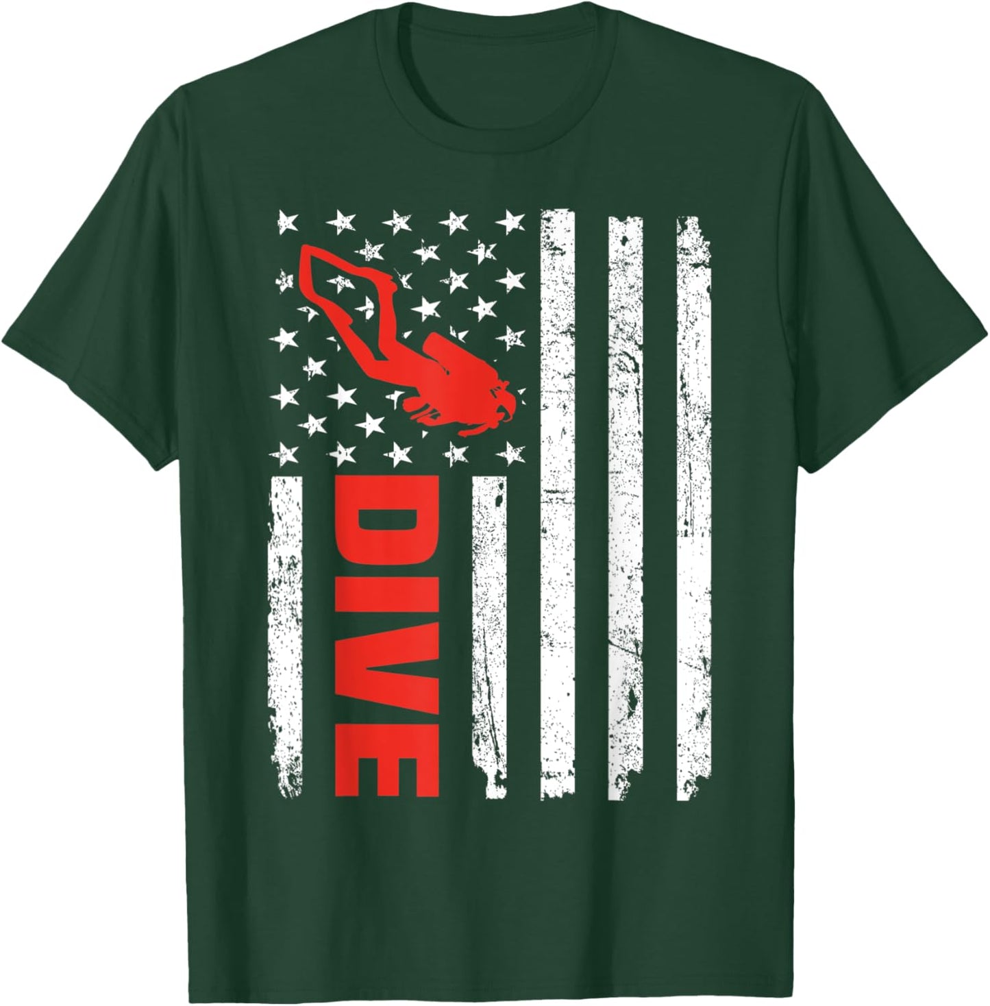 USA Flag Scuba Diving for Scuba Diver Instructor T-Shirt - T-Shirt | Forest