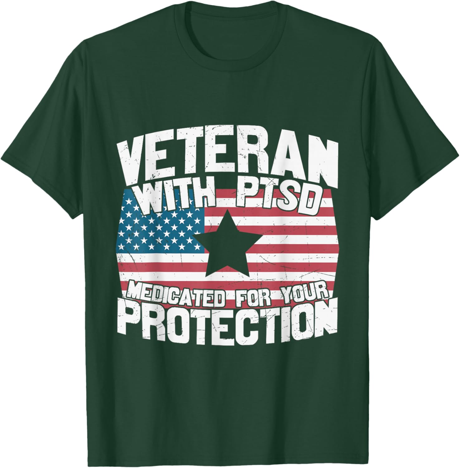 Veteran U.S Flag PTSD Awareness T-Shirt - T-Shirt | Forest