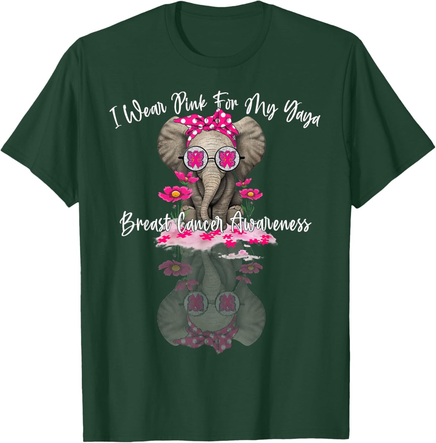 mb I Wear Pink For My Yaya Elephant Breast Cancer T-Shirt - T-Shirt | Forest