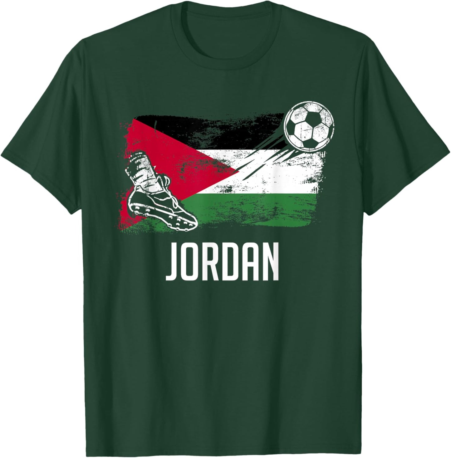 Jordan Flag Jersey Jordanian Soccer Team Jordanian T-Shirt - T-Shirt | Forest