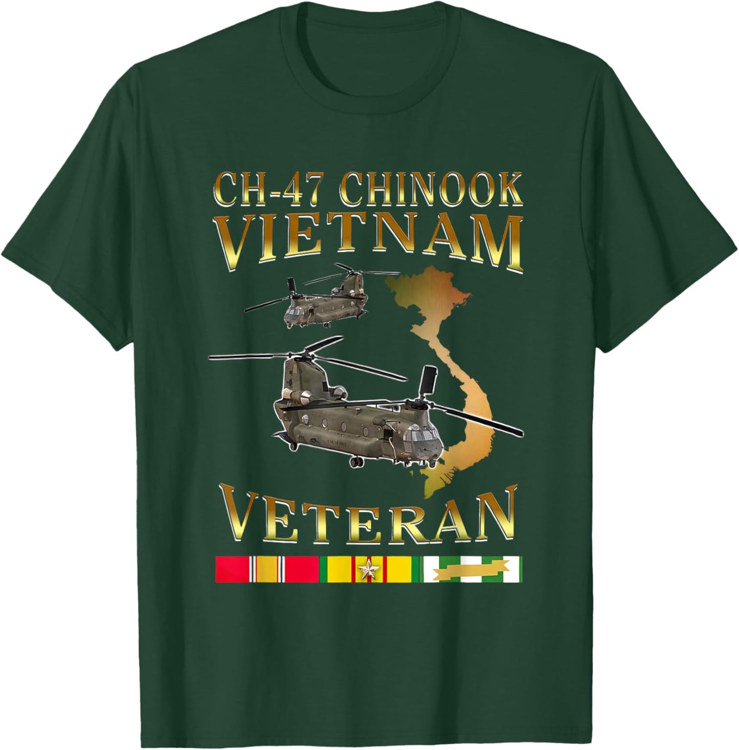 CH-47 chinook Vietnam Veteran Gift Father Veteran T-Shirt - T-Shirt | Forest