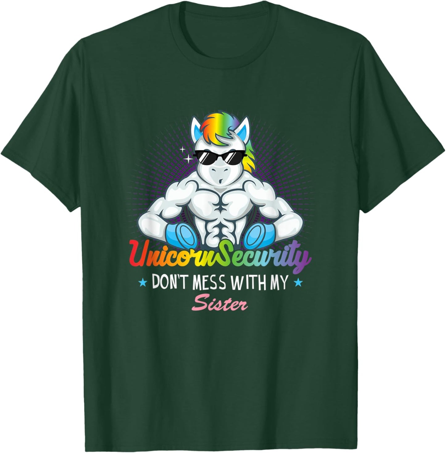 Unicorn Security Muscular Brother Don't Mess With My Sister T-Shirt - T-Shirt | Forest