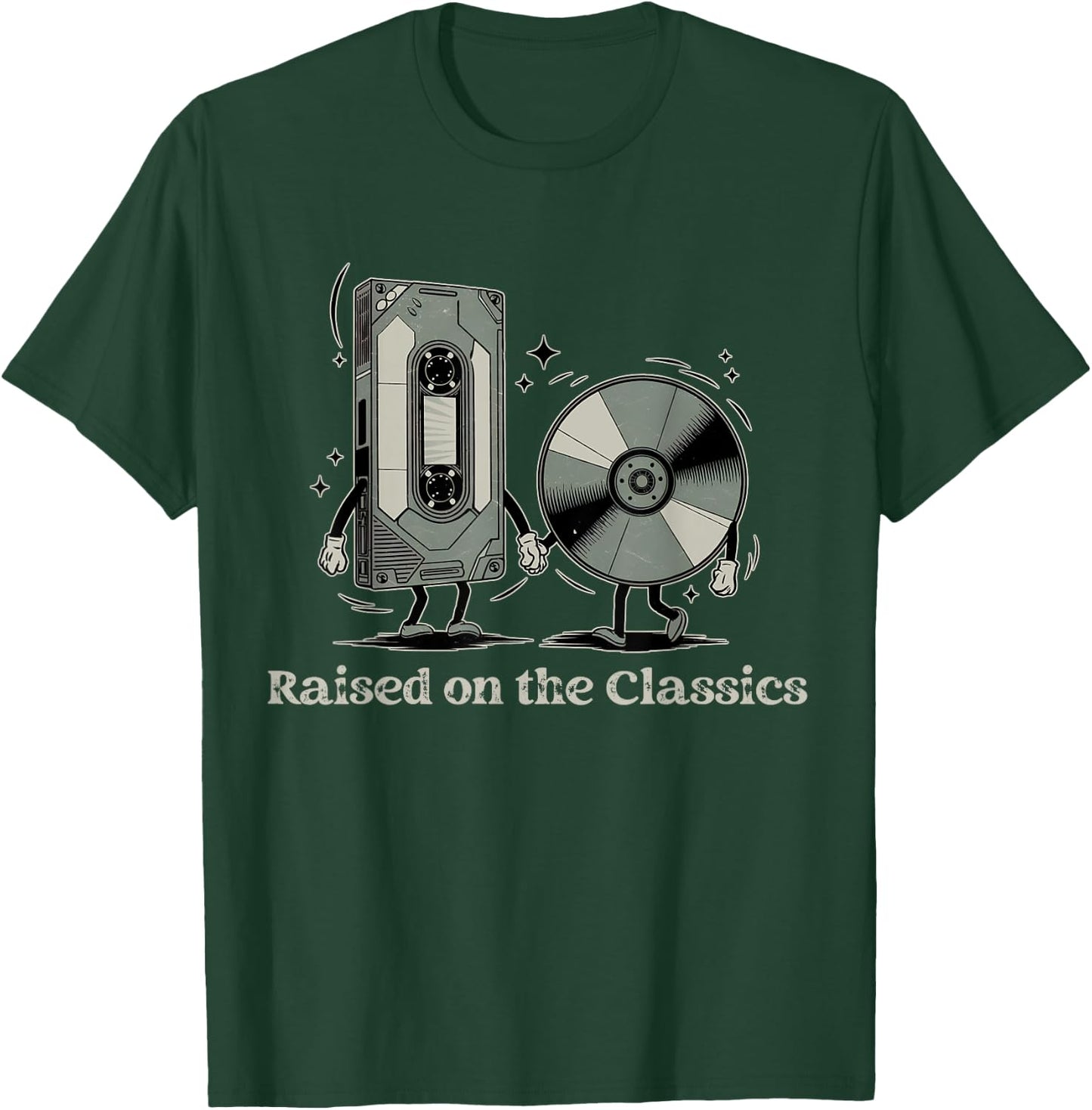 Raised on the Classics – Nostalgic VHS, DVD, 4k Bluray Disc T-Shirt - T-Shirt | Forest