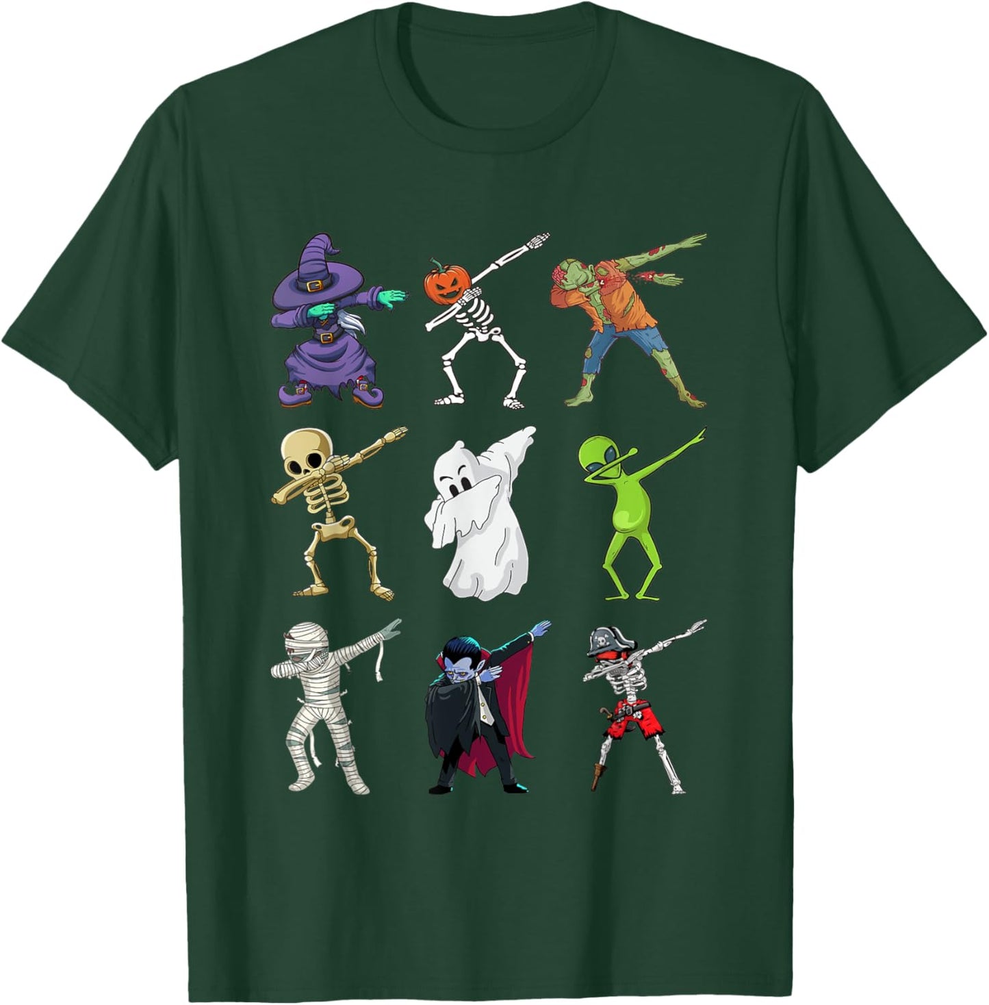 Halloween Dabbing Skeleton Witch Vampire Mummy Zombie Pirate T-Shirt - T-Shirt | Forest