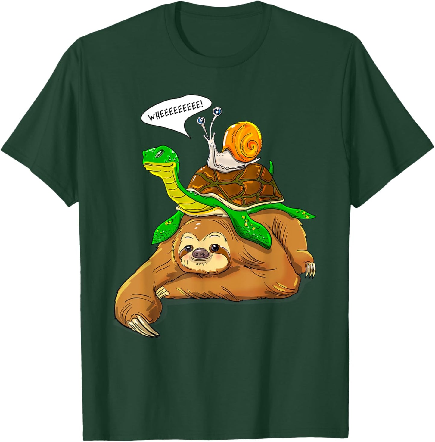 Sloth Turtle Snail Funny Humor Cute Animal Lover T-Shirt - T-Shirt | Forest
