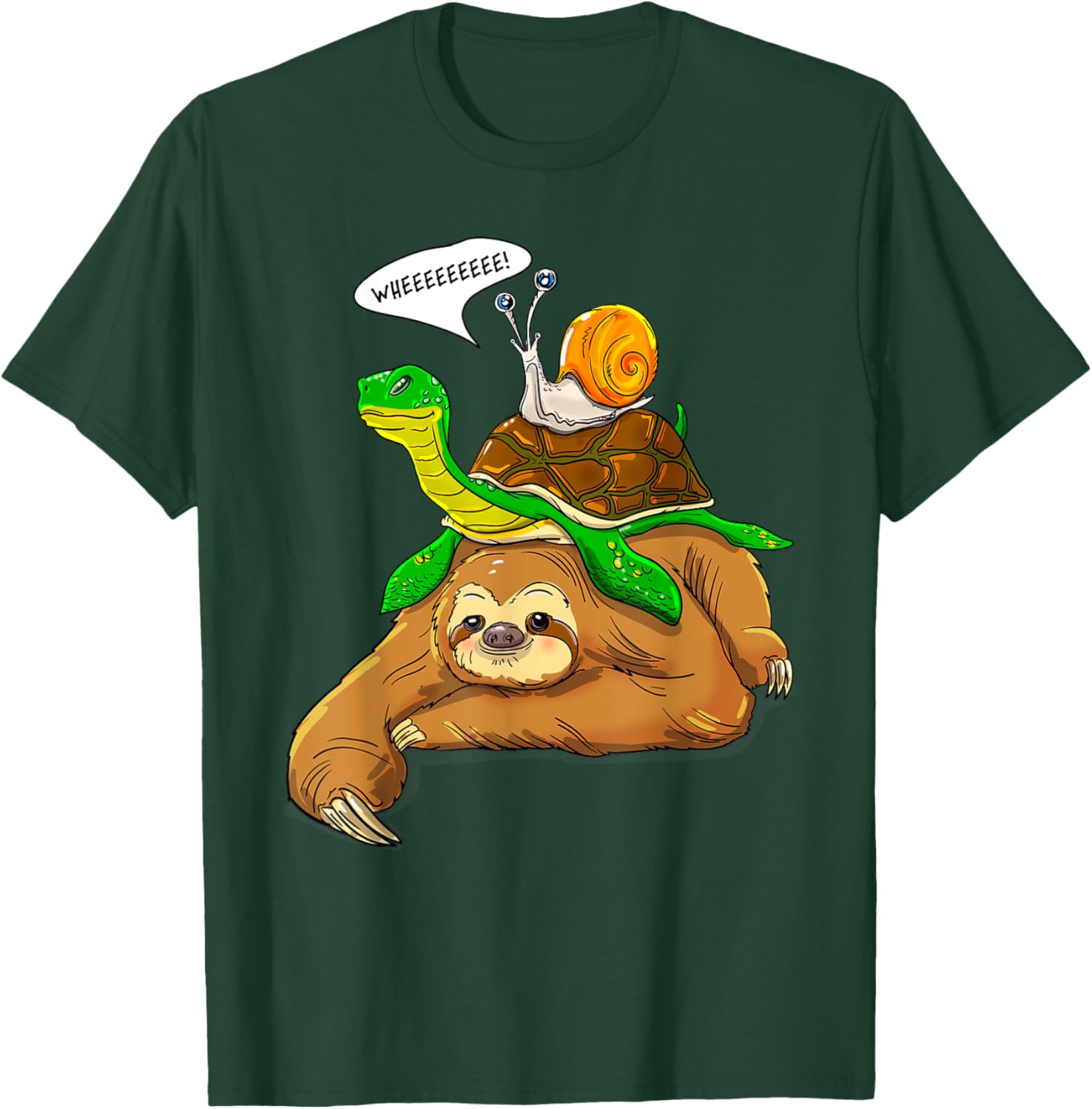 Sloth Turtle Snail Funny Humor Cute Animal Lover T-Shirt - T-Shirt | Forest