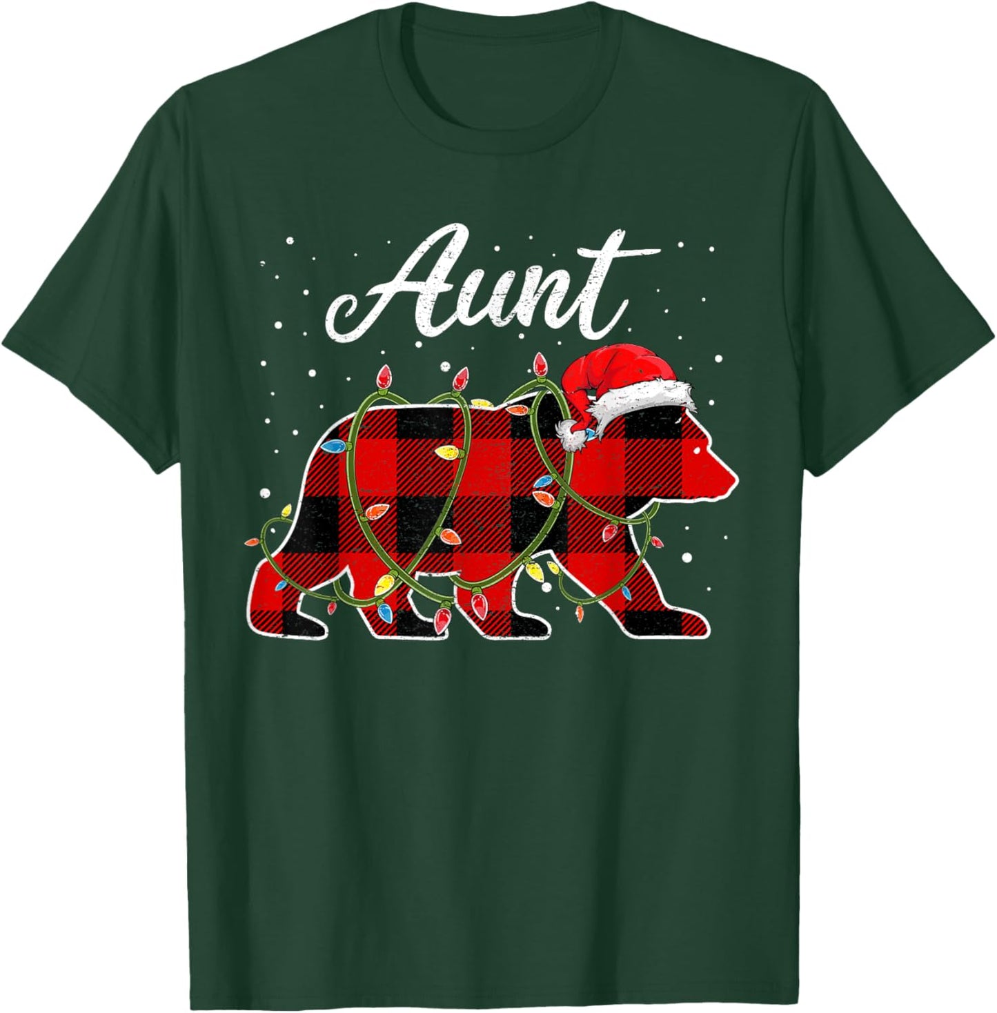 Aunt Bear Shirt, Red Buffalo Plaid Auntie Bear Pajama T-Shirt - T-Shirt | Forest