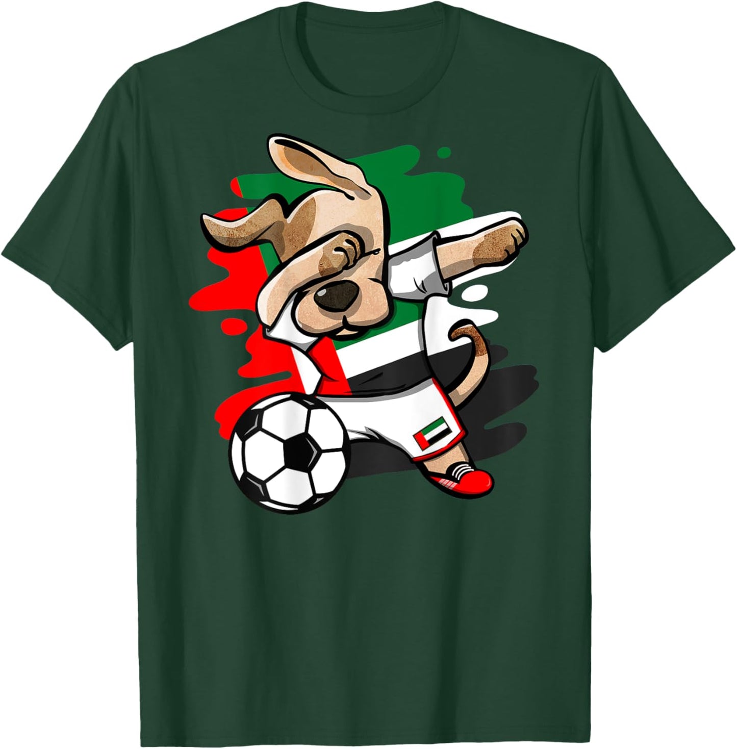 Dabbing Dog United Arab Emirates Soccer Fans Jersey Flag T-Shirt - T-Shirt | Forest