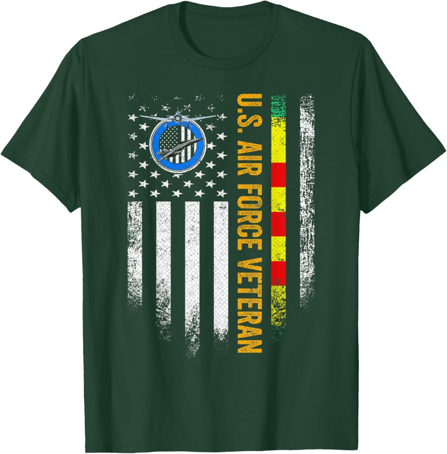Vintage USA American Flag Proud US Air Force Vietnam Veteran T-Shirt - T-Shirt | Forest