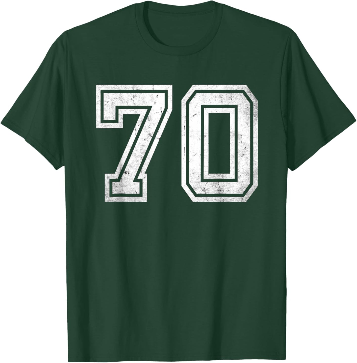 Number #70 Sport White Vintage Number T-Shirt - T-Shirt | Forest