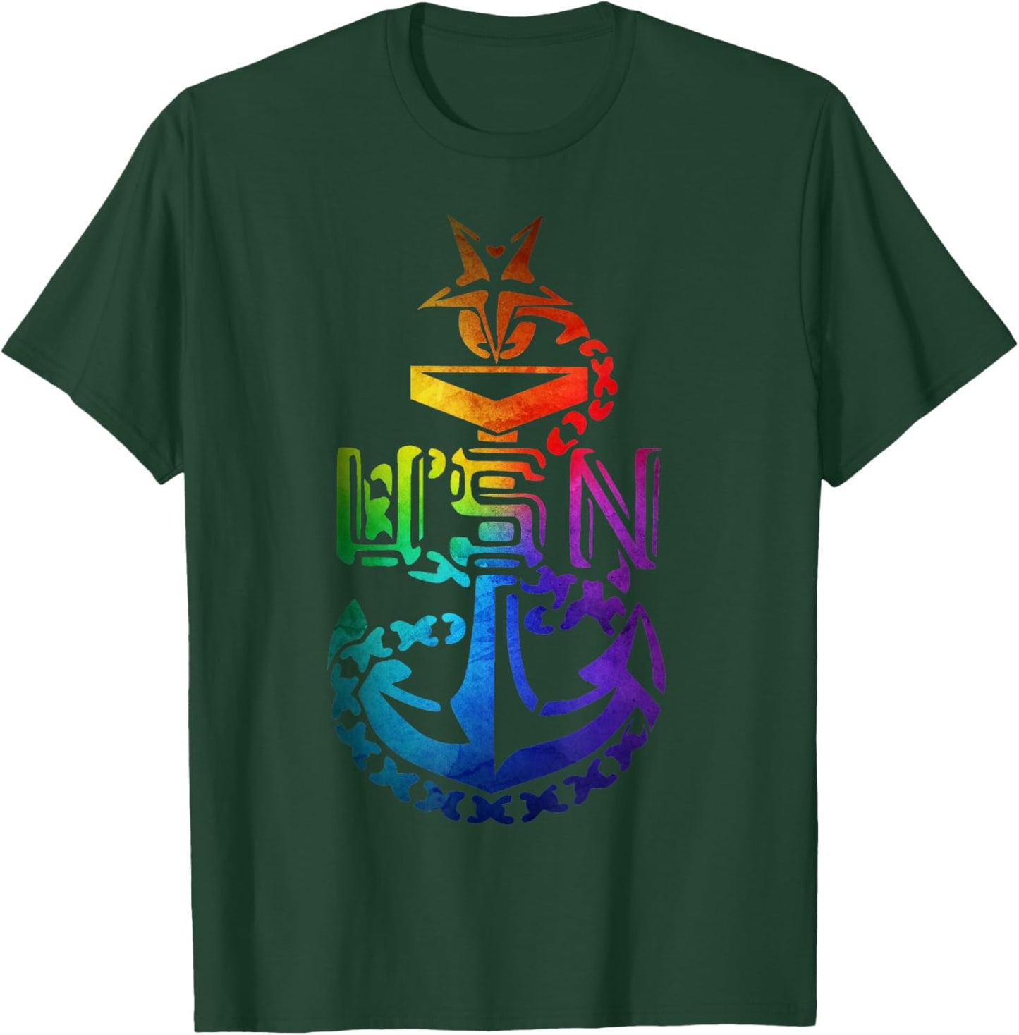 Senior Chief Petty Officer (SCPO Navy) Colorful Anchor T-Shirt - T-Shirt | Forest