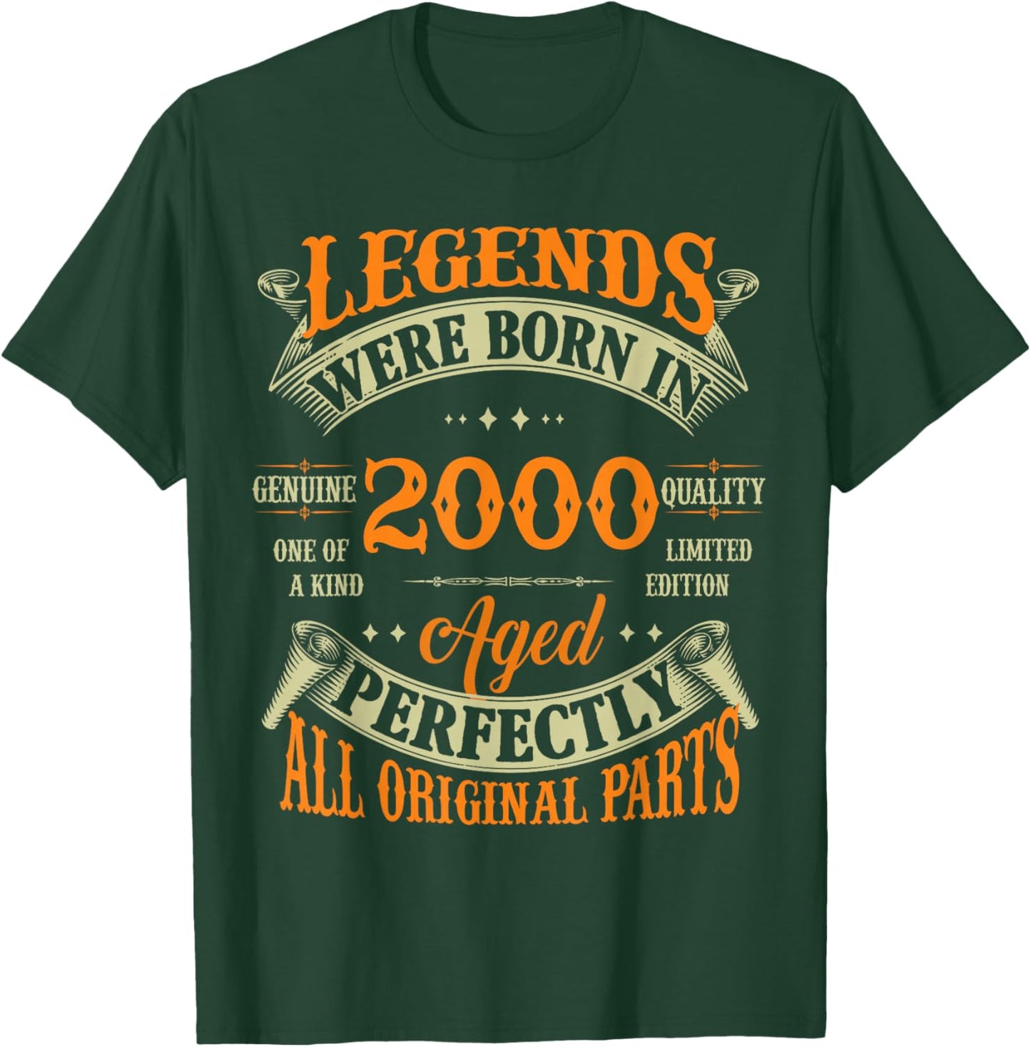 25th Birthday Vintage Legends Born In 2000 25 Years Old T-Shirt - T-Shirt | Forest