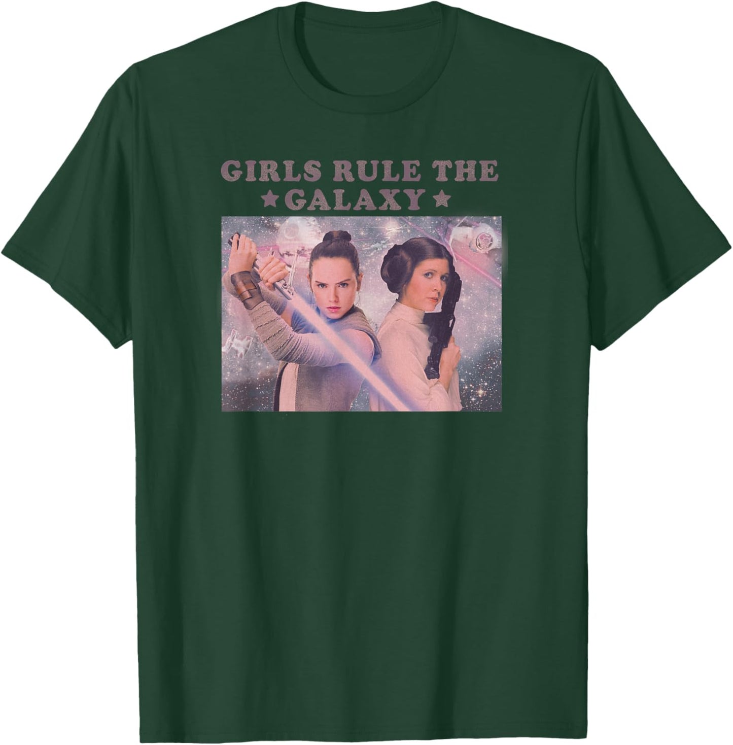 Star Wars Rey & Leia Girls Rule The Galaxy Portrait T-Shirt - T-Shirt | Forest