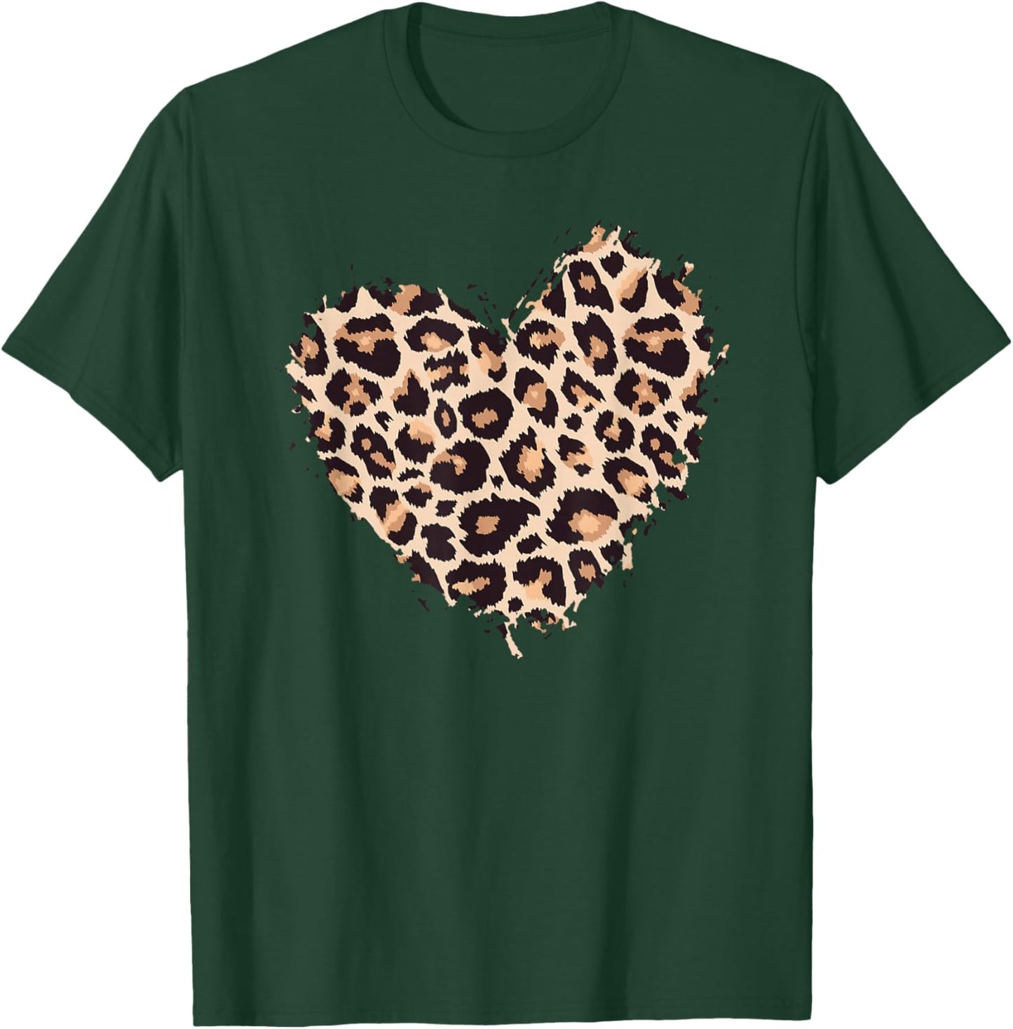 Leopard Cheetah Animal Print Heart T-Shirt - T-Shirt | Forest