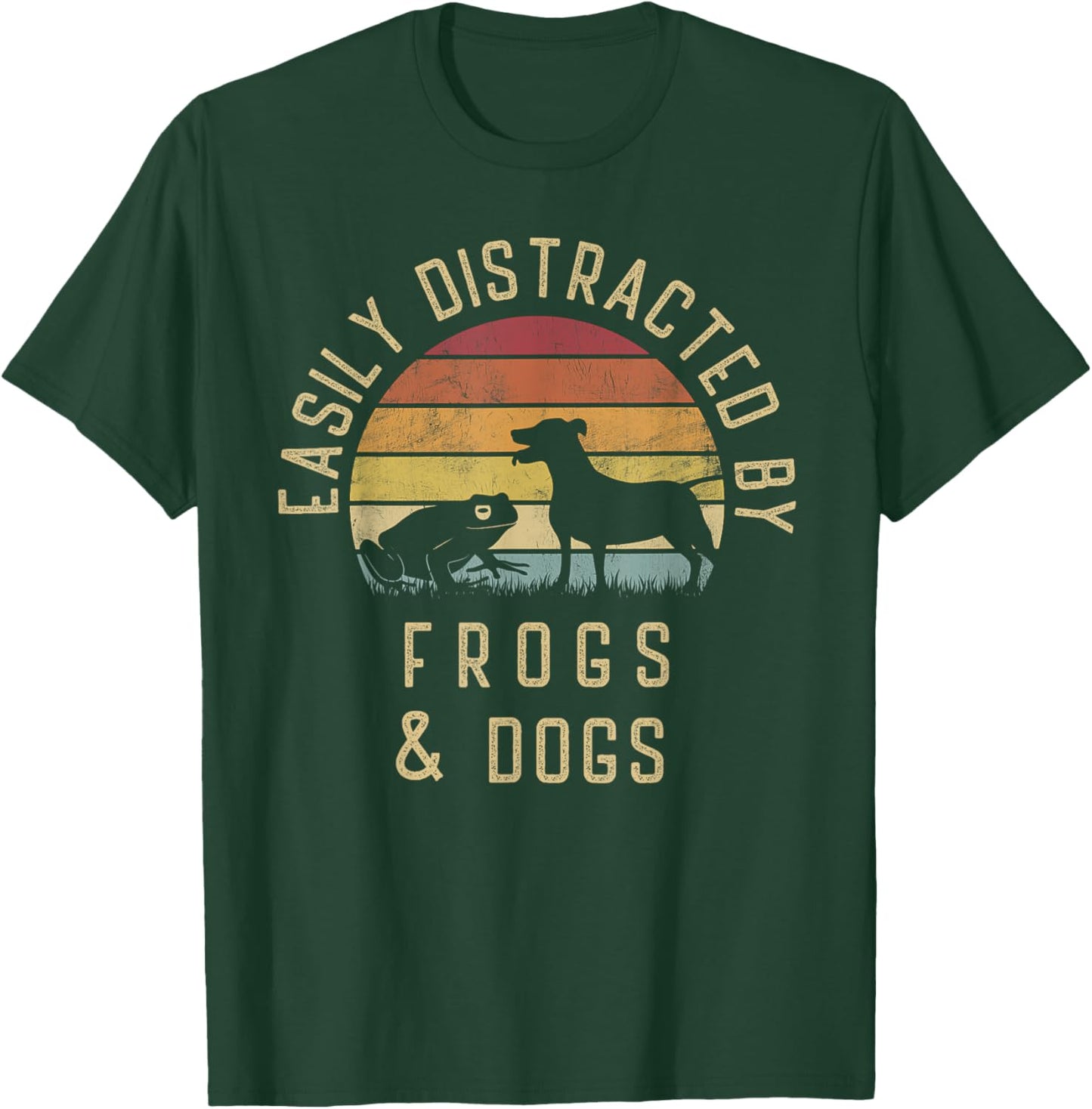 Easily distracted by Frogs and dogs I like heart Frog dog Men Women Girls Kids T-Shirt - T-Shirt | Forest