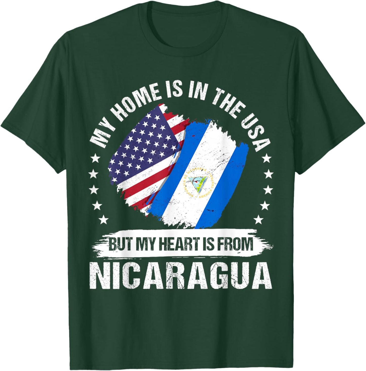 American Patriot Nicaragua Flag American Nicaraguan Roots T-Shirt - T-Shirt | Forest