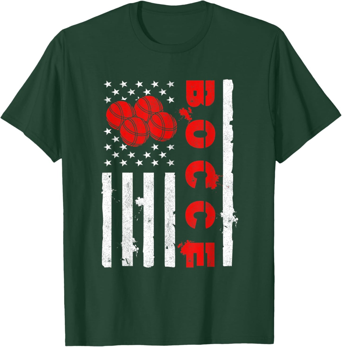 American Flag Bocce Ball Player USA Bocce Team Kids Men T-Shirt - T-Shirt | Forest