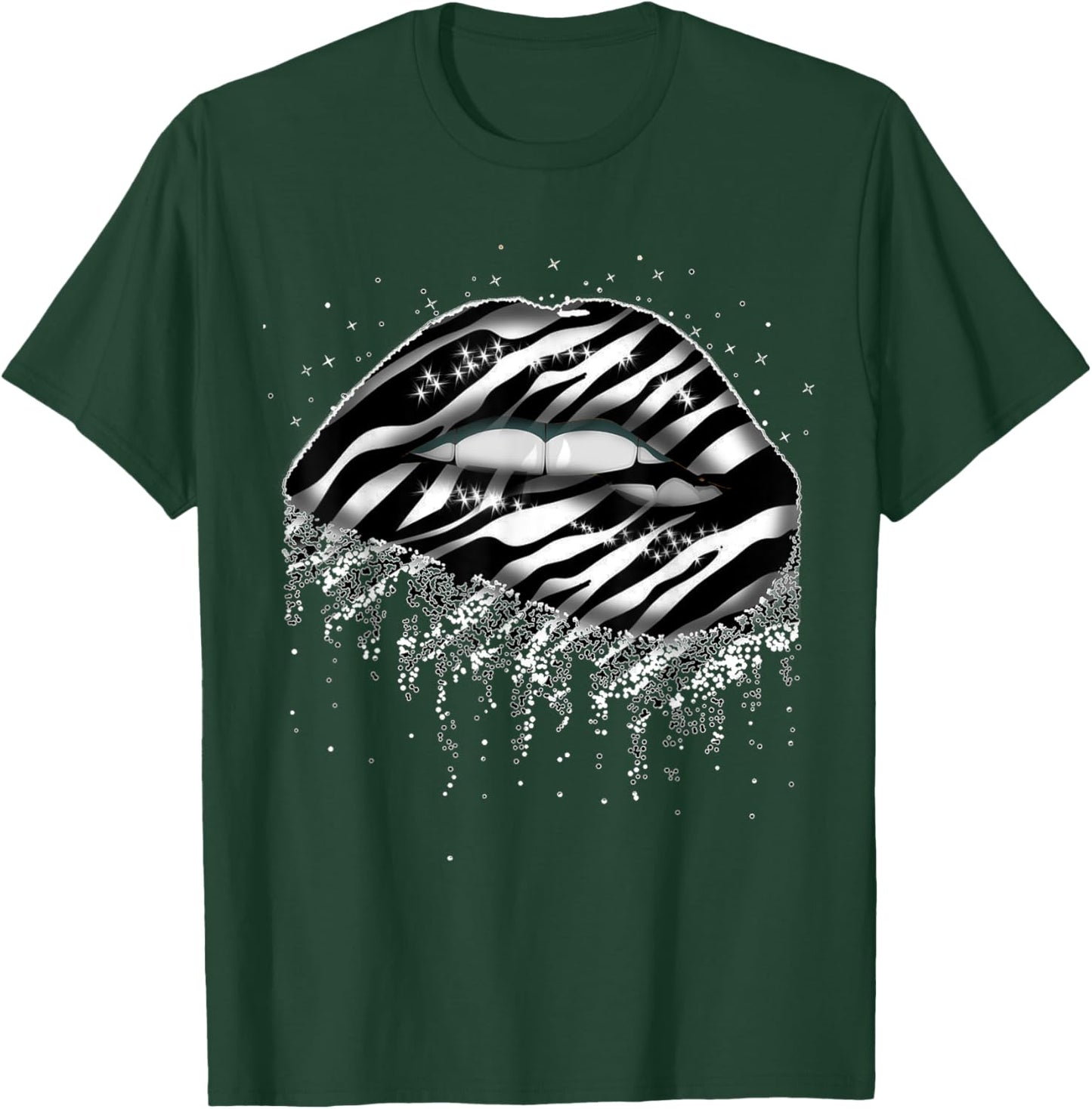 Stripes In Lips Shape For Wildlife Animal Fans Zebra Print T-Shirt - T-Shirt | Forest