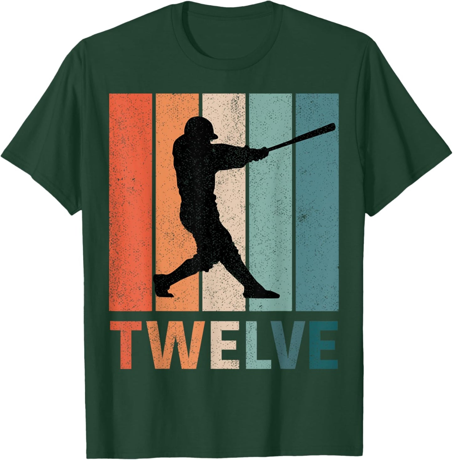 12th Birthday Retro Baseball Player Boys Kids 12 Years Old T-Shirt - T-Shirt | Forest