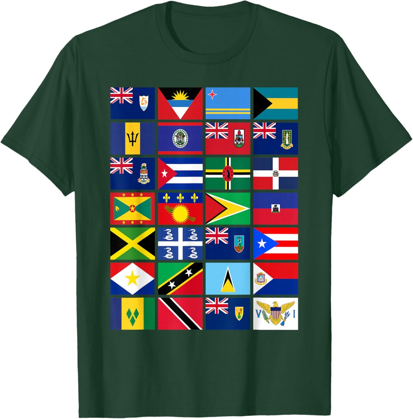 Caribbean Flags Unity Pride Souvenir Geography Gift T-Shirt - T-Shirt | Forest