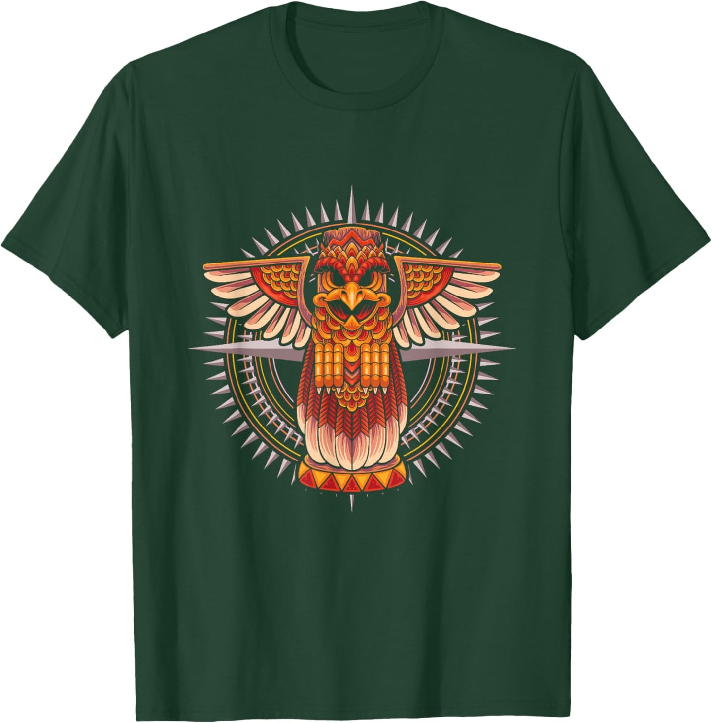Aztec Symbol Bird Warrior Mexican Maya History Archeology T-Shirt - T-Shirt | Forest