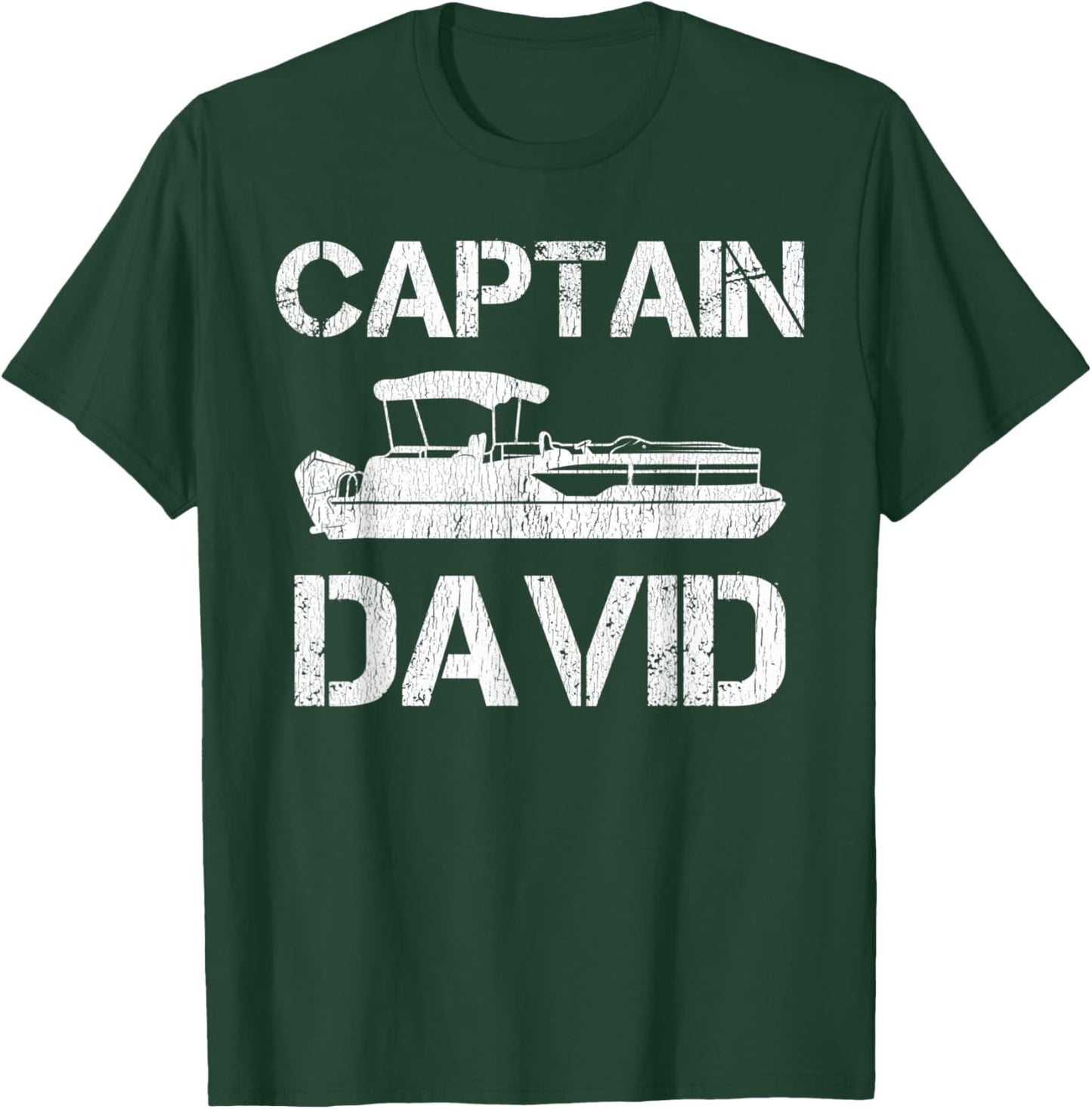 Captain David Pontoon Captain Funny Personalized Name Boat T-Shirt - T-Shirt | Forest
