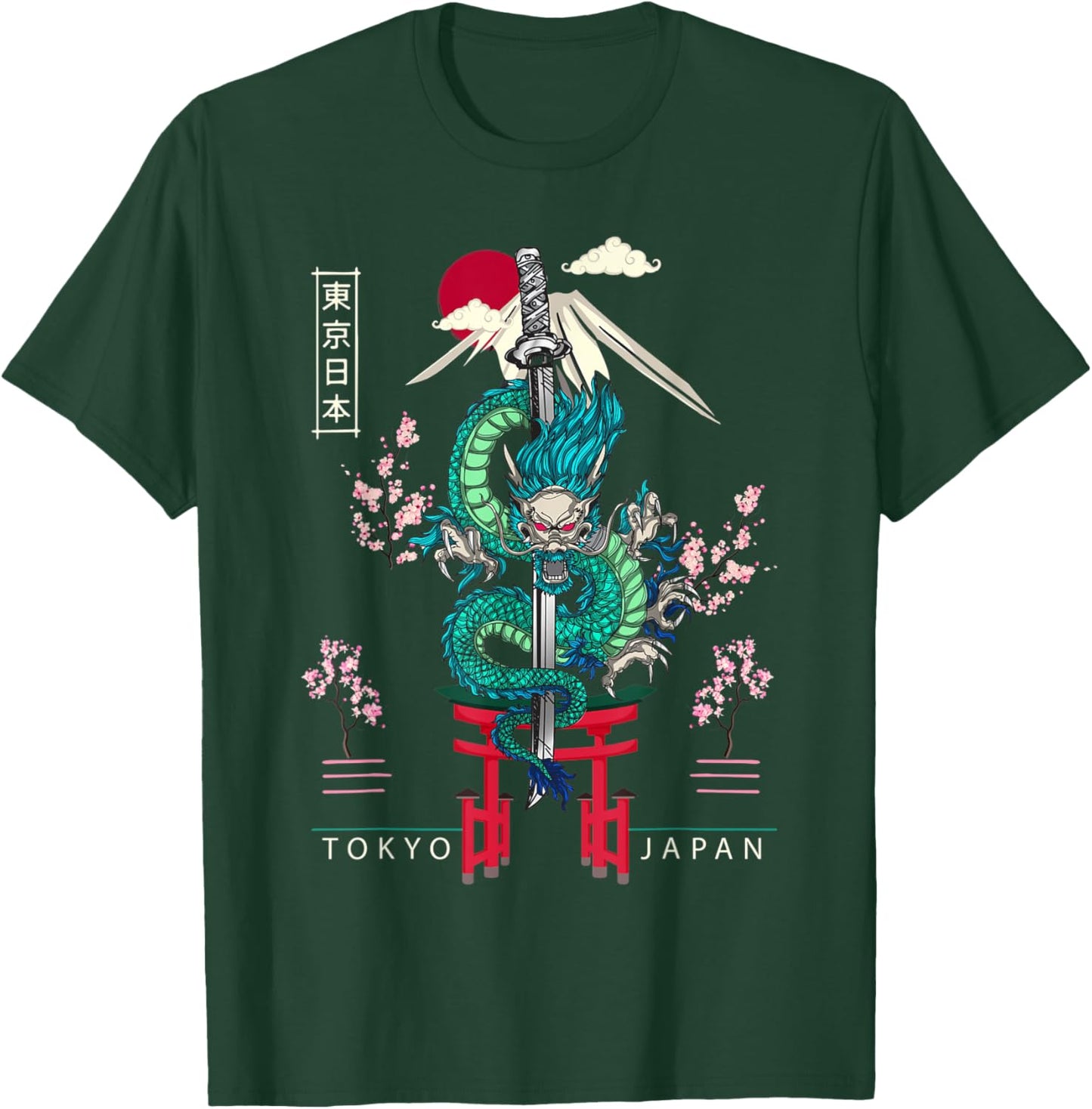 Japanese Tokyo Dragon Asian 80’s style T-Shirt - T-Shirt | Forest