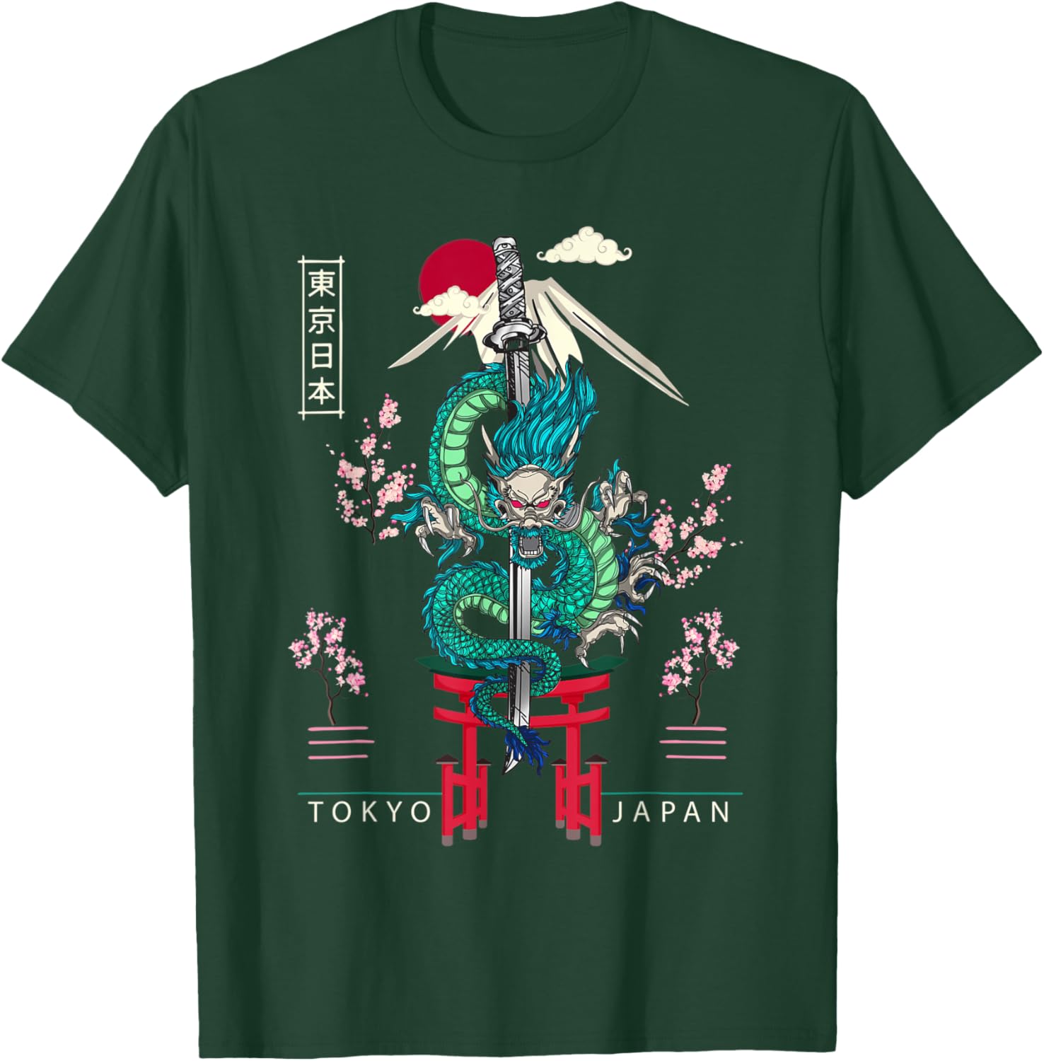 Japanese Tokyo Dragon Asian 80’s style T-Shirt - T-Shirt | Forest