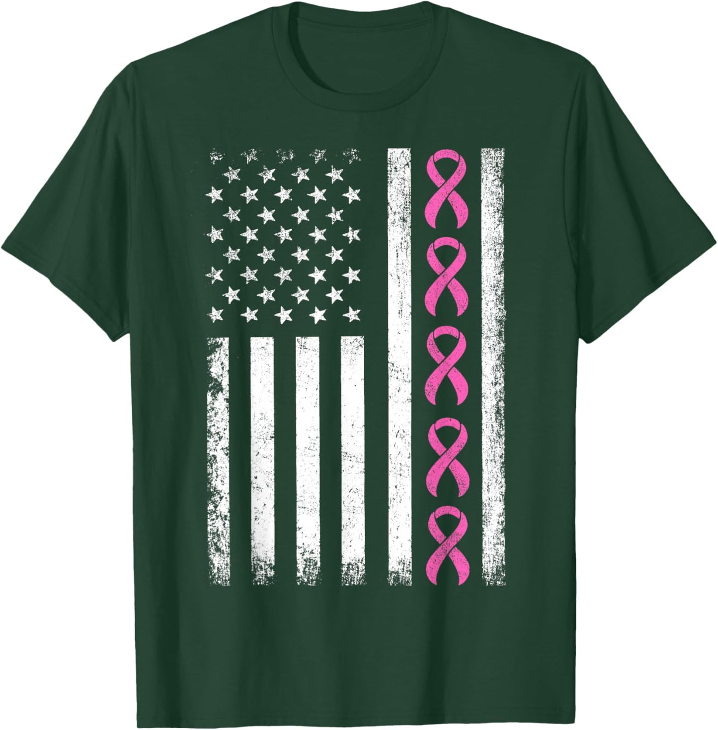 Breast Cancer Shirts American Flag Breast Cancer Awareness T-Shirt - T-Shirt | Forest