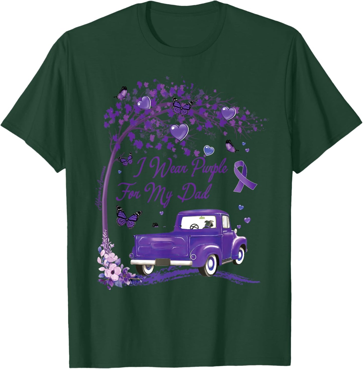 I wear Purple for My Dad Alzheimer's Awareness Truck T-Shirt - T-Shirt | Forest