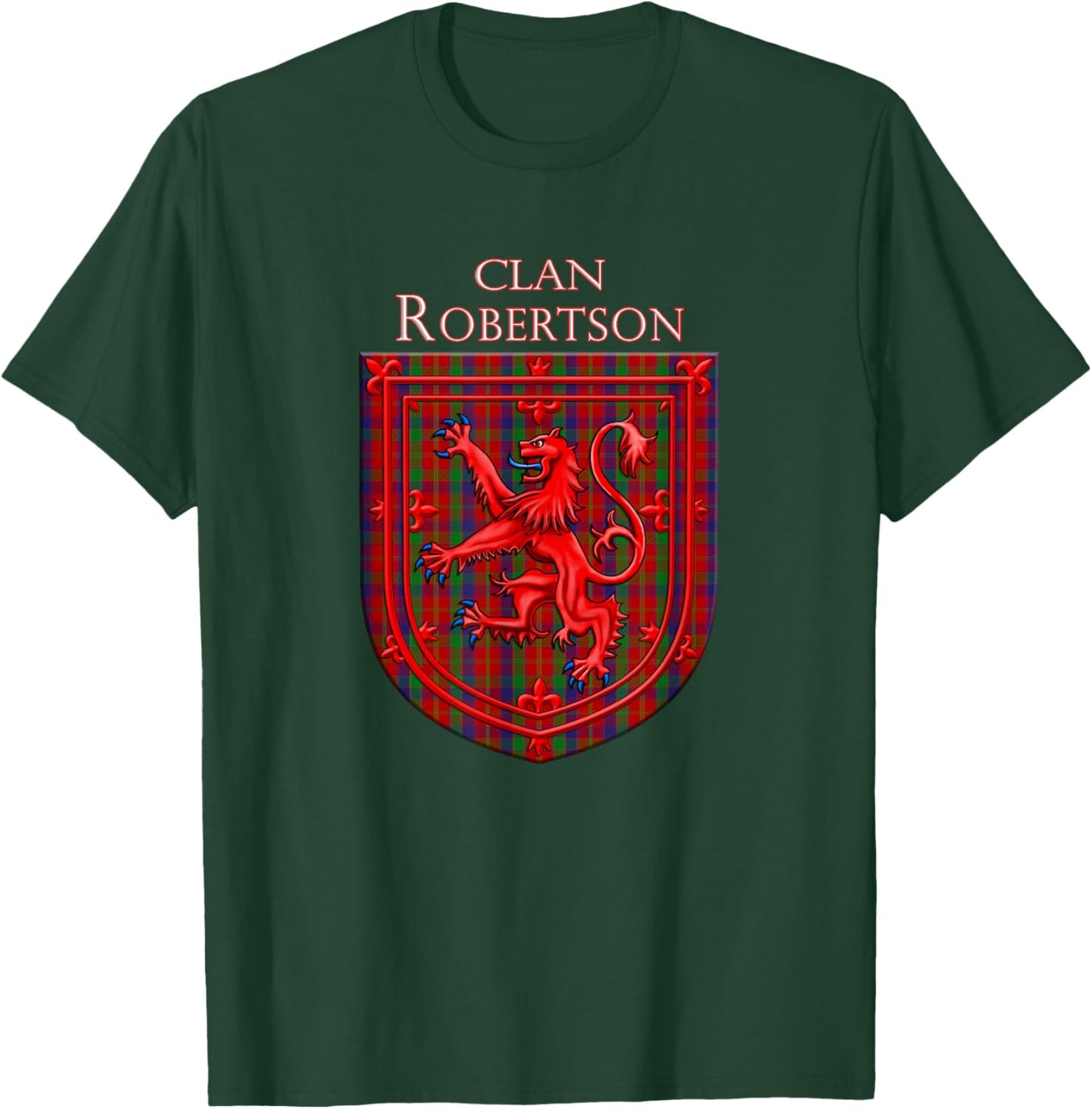 Robertson Tartan Scottish Plaid Lion Rampant T-Shirt - T-Shirt | Forest