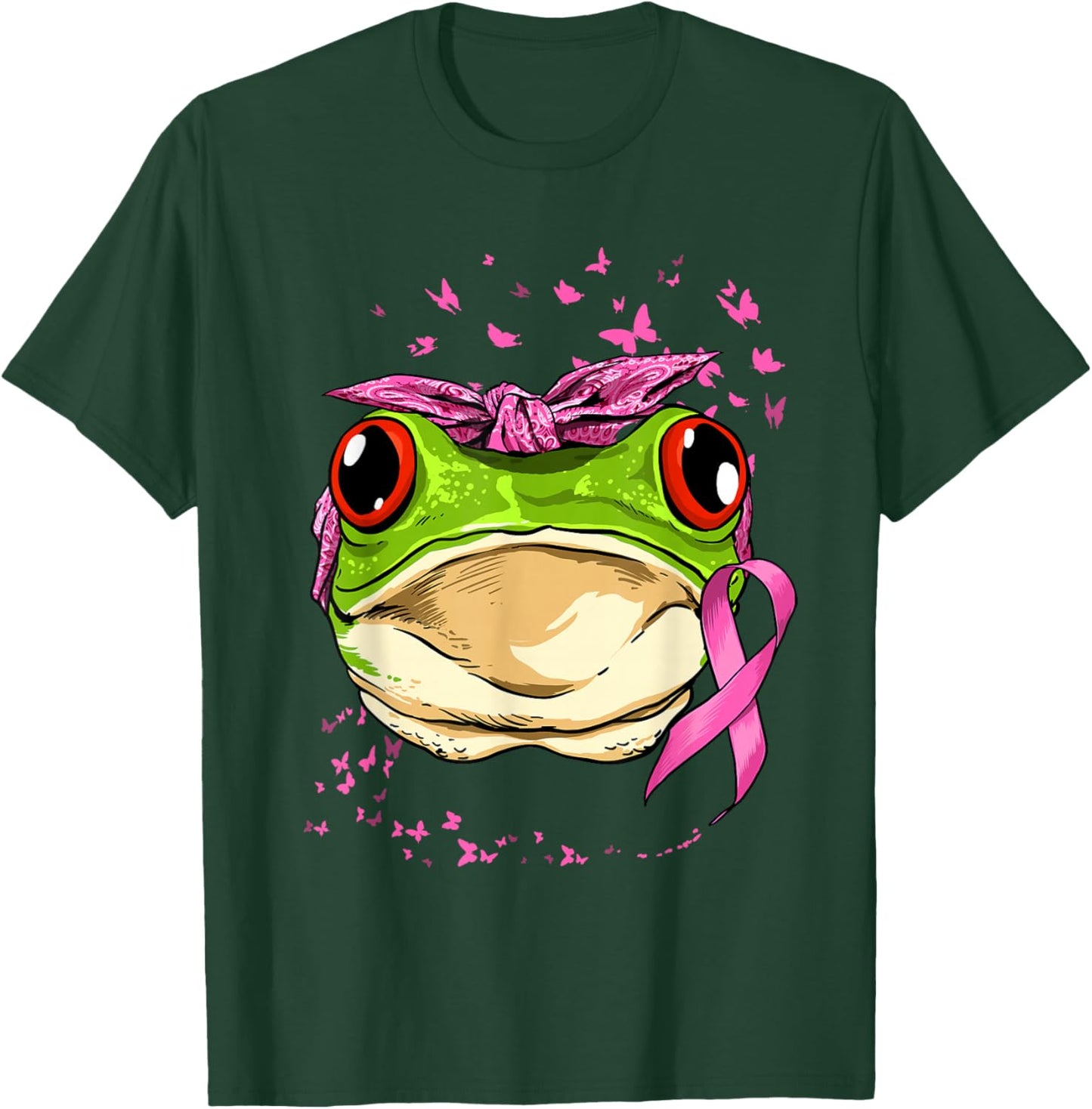 Frog Breast Cancer Awareness Pink Ribbon Cancer Survivor T-Shirt - T-Shirt | Forest