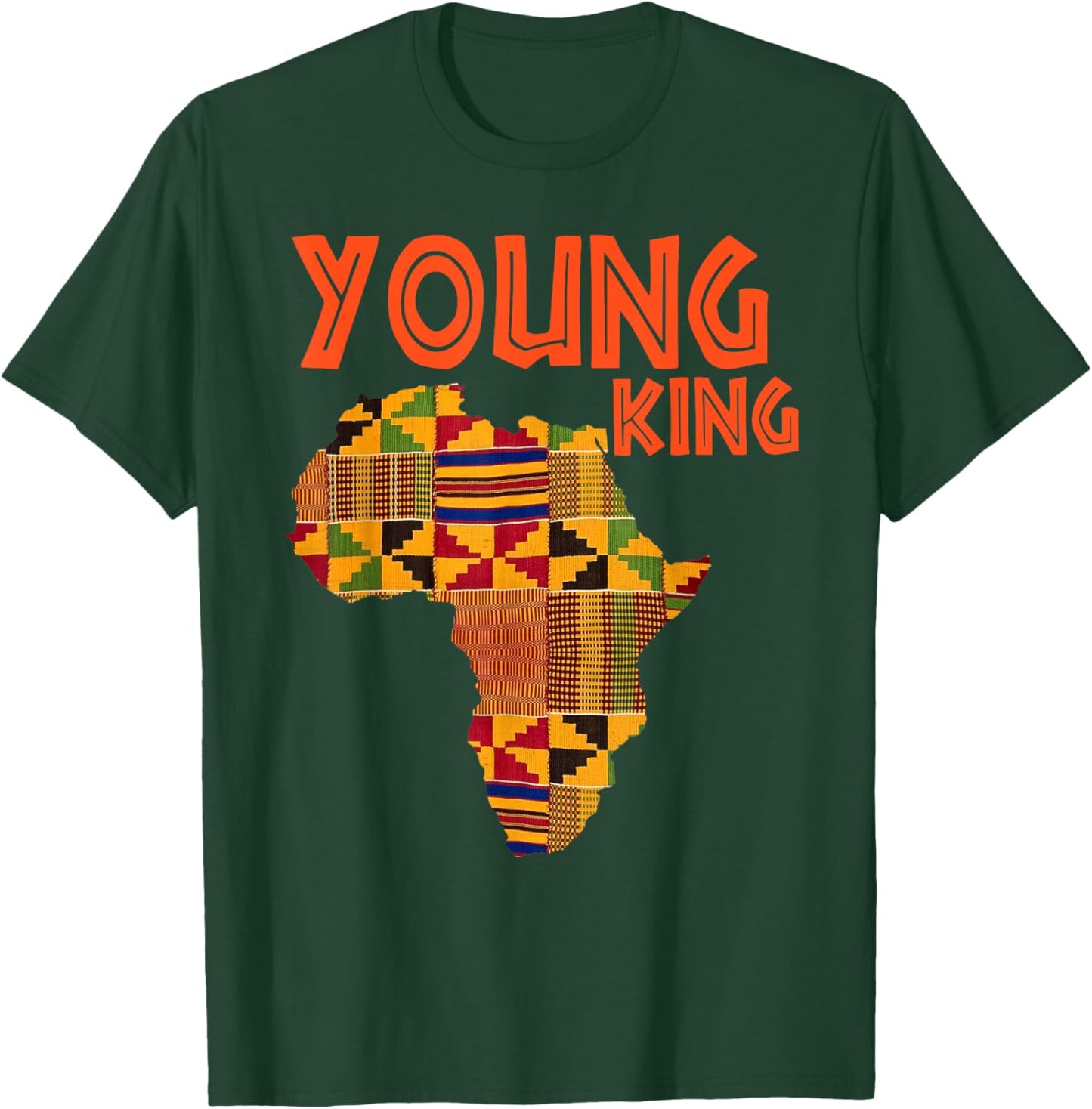 Boys African Attire Kente Print Little Kids Young King Kente T-Shirt - T-Shirt | Forest