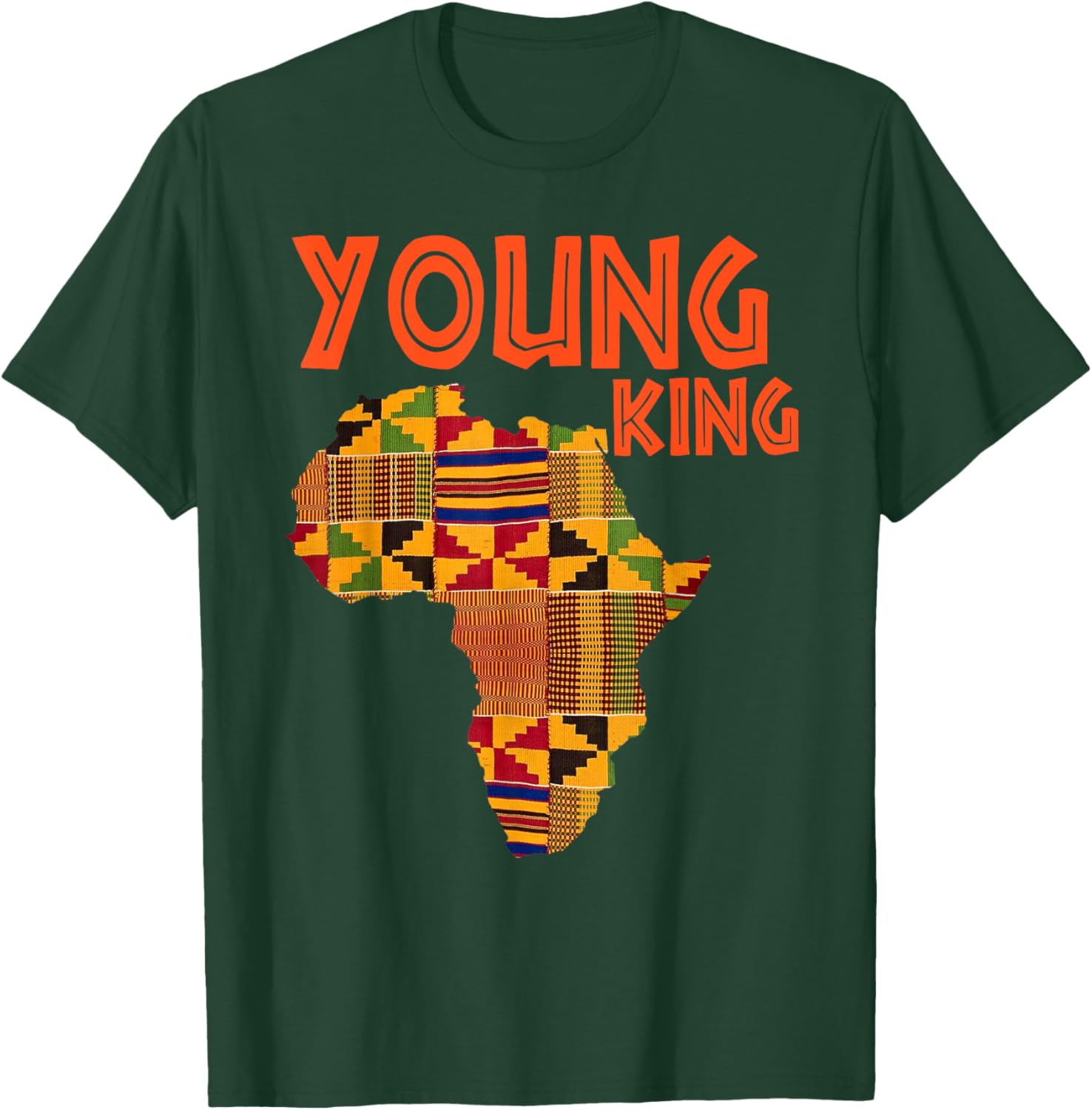 Boys African Attire Kente Print Little Kids Young King Kente T-Shirt - T-Shirt | Forest