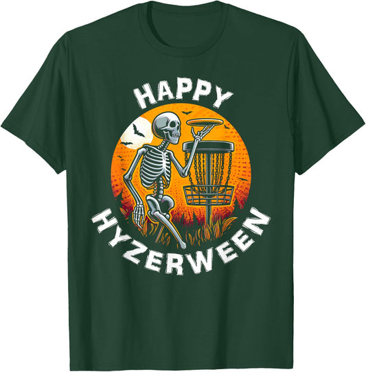 Disc Golf Halloween Disc Golfer Skeleton Hyzerween Item T-Shirt - T-Shirt | Forest