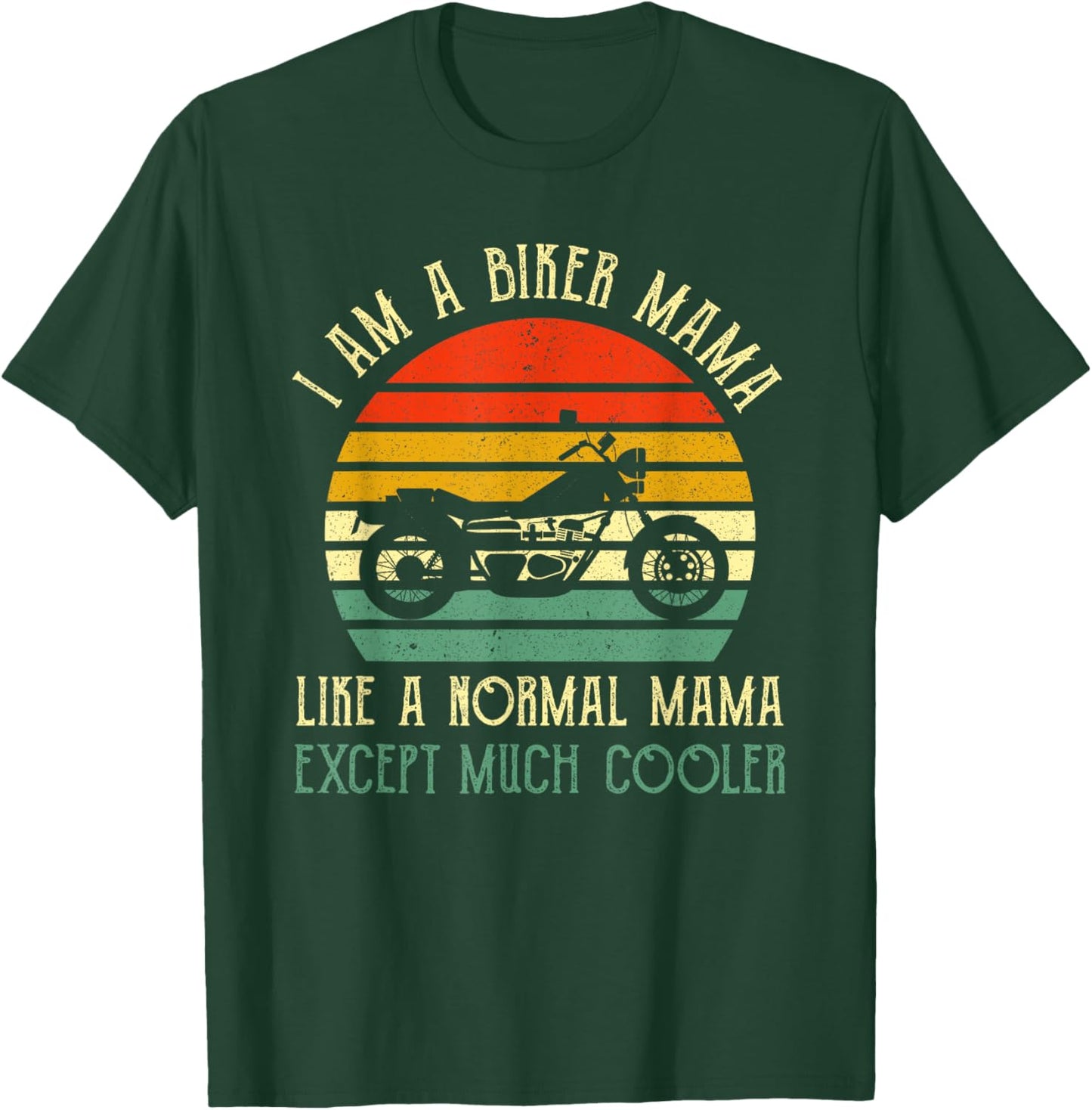 Motorcycle Biker Mama Rider Riding Motorbike Mothers Day T-Shirt - T-Shirt | Forest