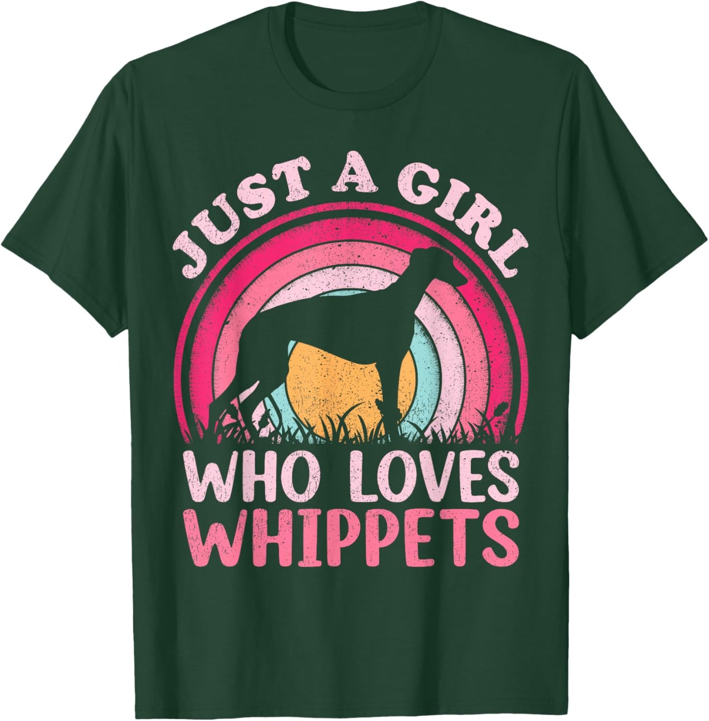 Whippet Dog Lover Vintage Just A Girl Who Loves Whippets T-Shirt - T-Shirt | Forest