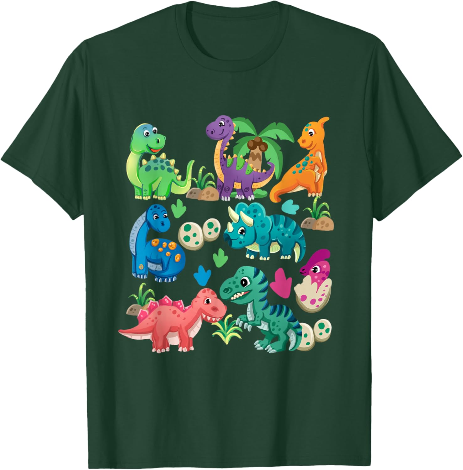 Types of Dinosaurs Cute Dino Identification Girl Boy T-Shirt - T-Shirt | Forest