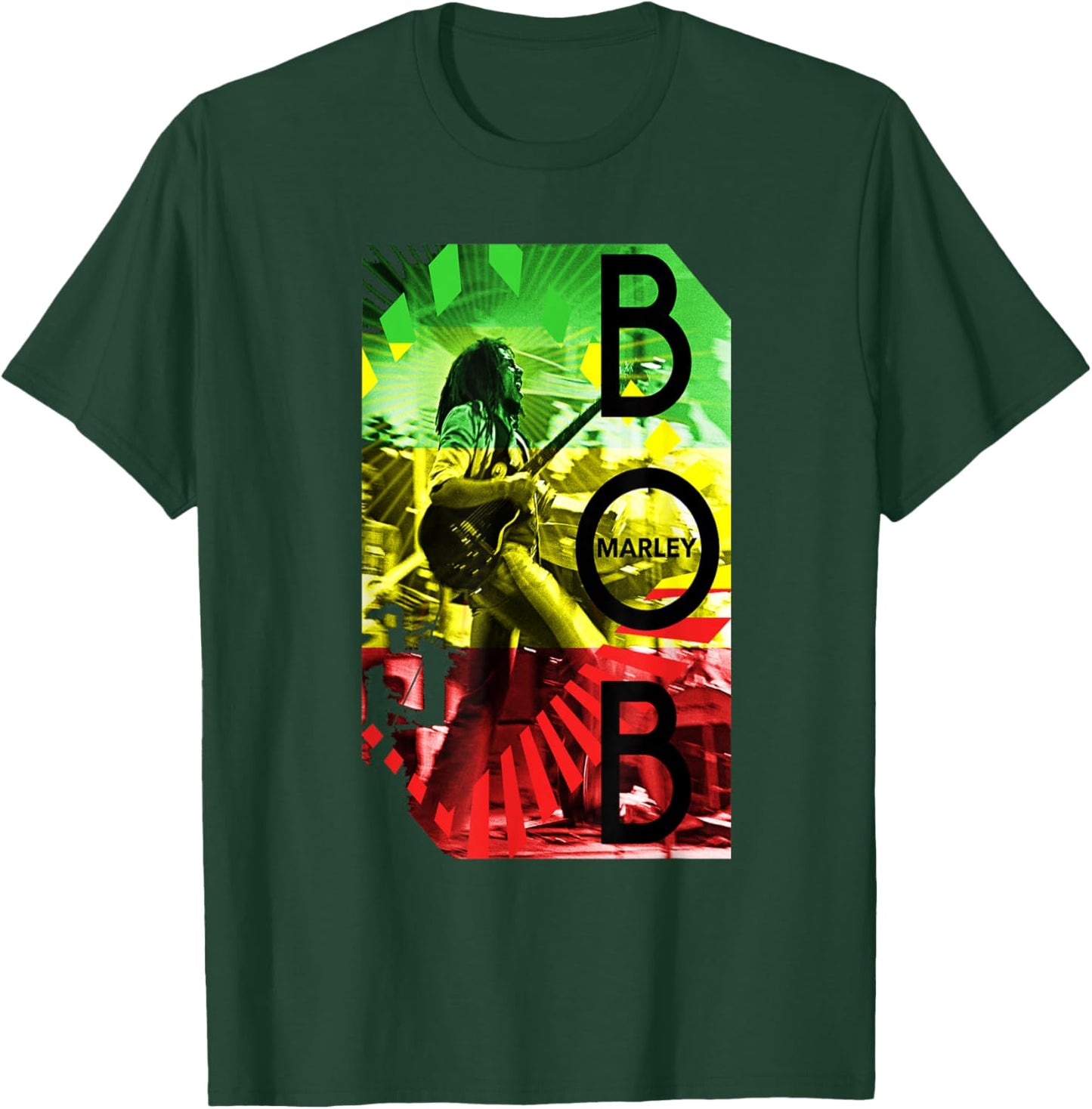 Bob Marley Concert Rasta Stripe T-Shirt - T-Shirt | Forest