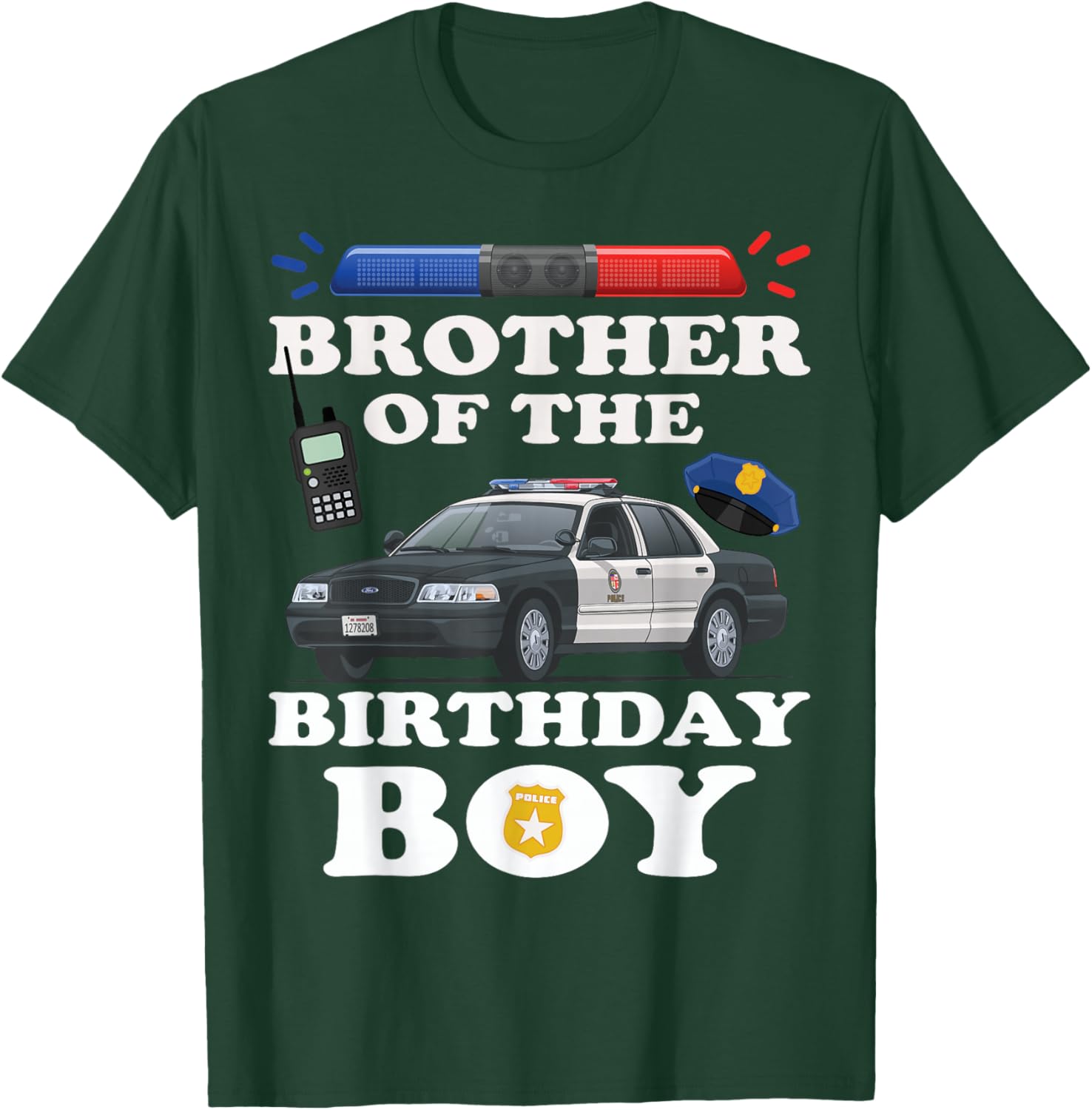 Brother of the Birthday Boy Police Officer Birthday Party T-Shirt - T-Shirt | Forest