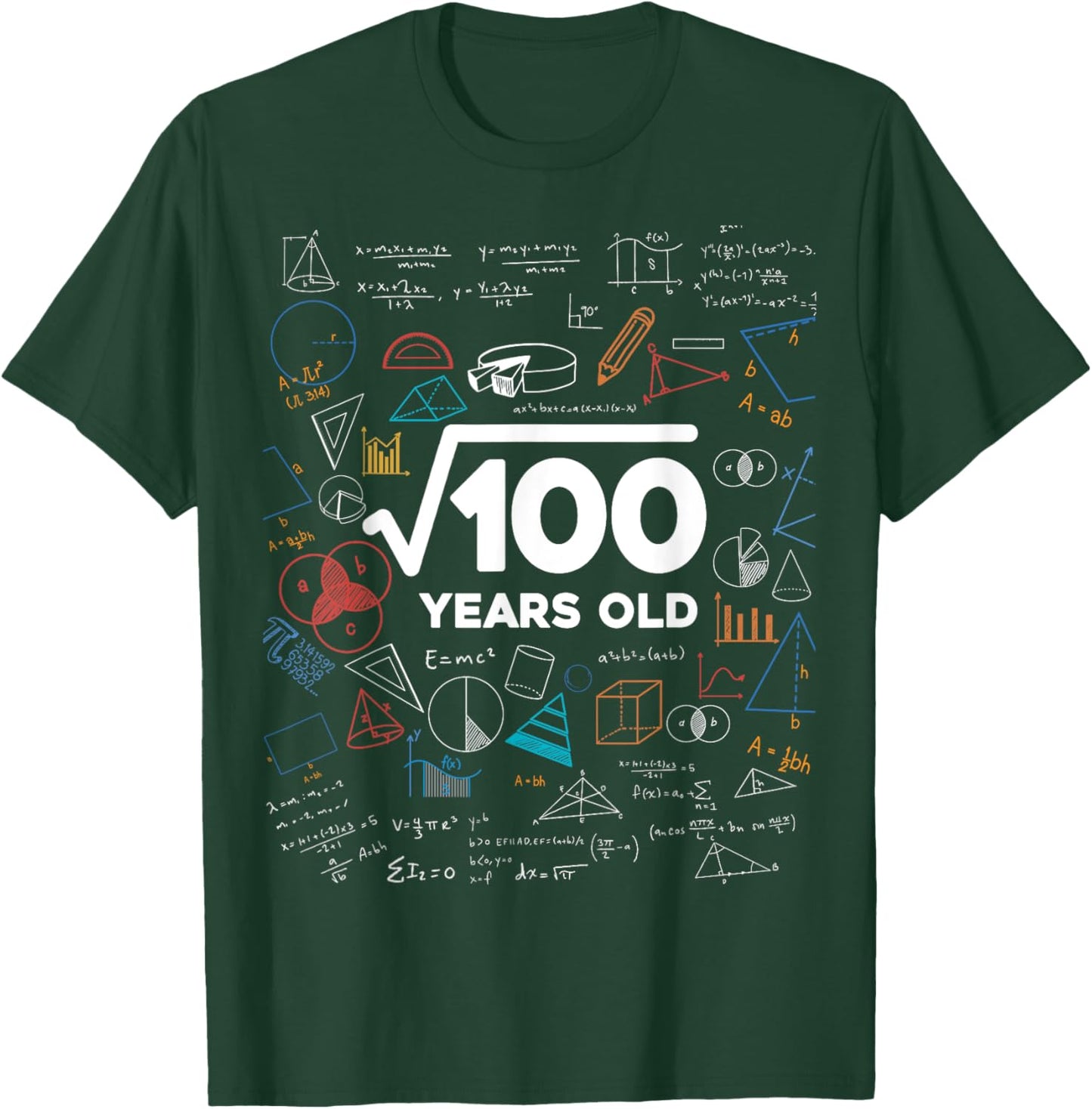 Square Root Of 100 10th Birthday Math Lover 10 Year Old Bday T-Shirt - T-Shirt | Forest