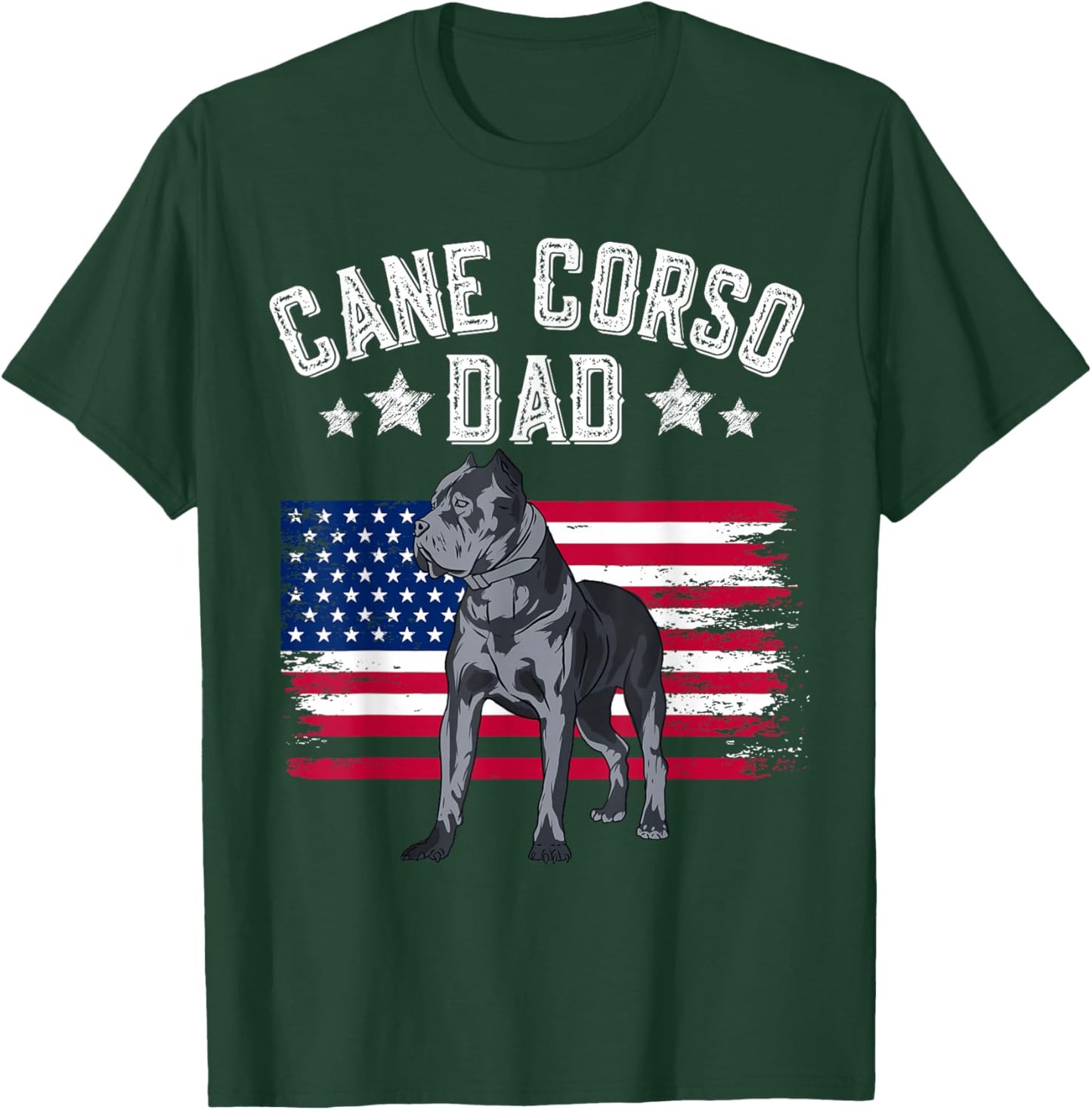 Cane Corso Dad American Flag Best Italian Mastiff Dog Lover T-Shirt - T-Shirt | Forest