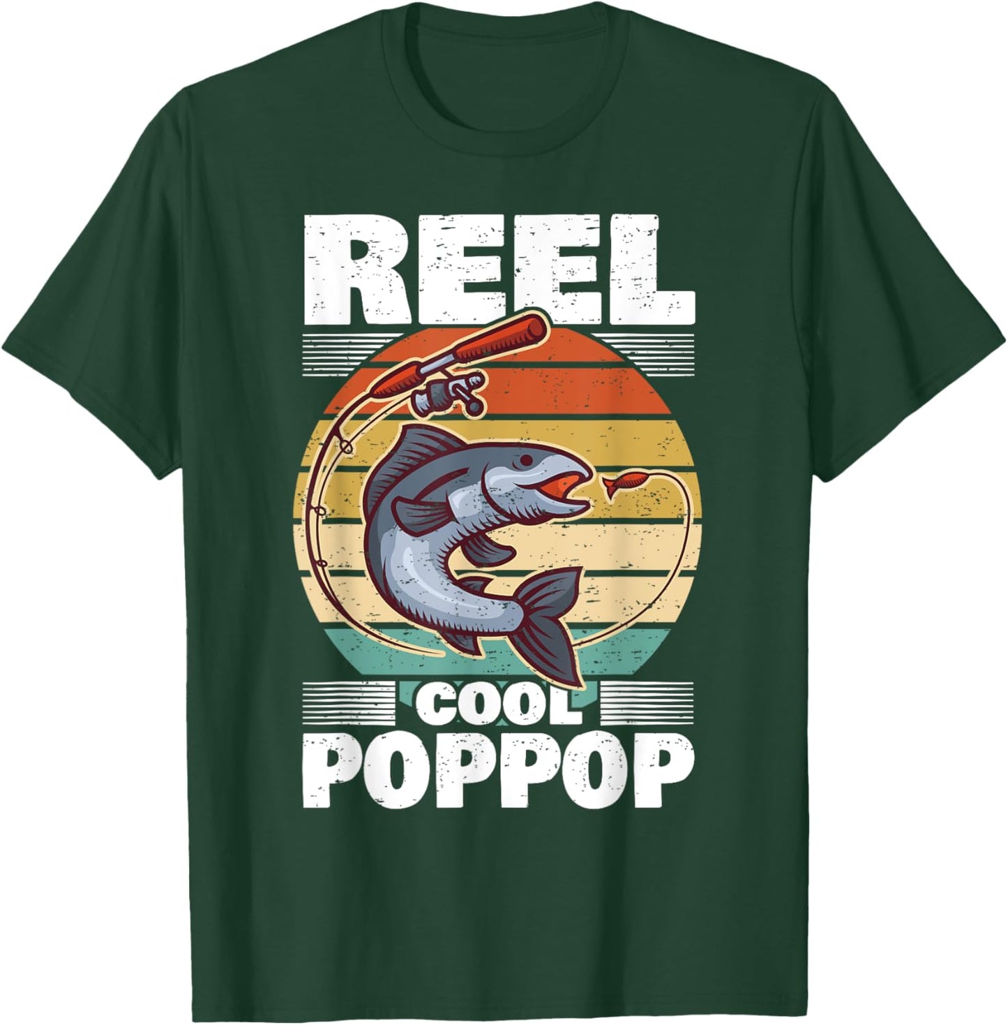 PopPop Father's Day Fish Angling Fishing Angler Reel T-Shirt - T-Shirt | Forest