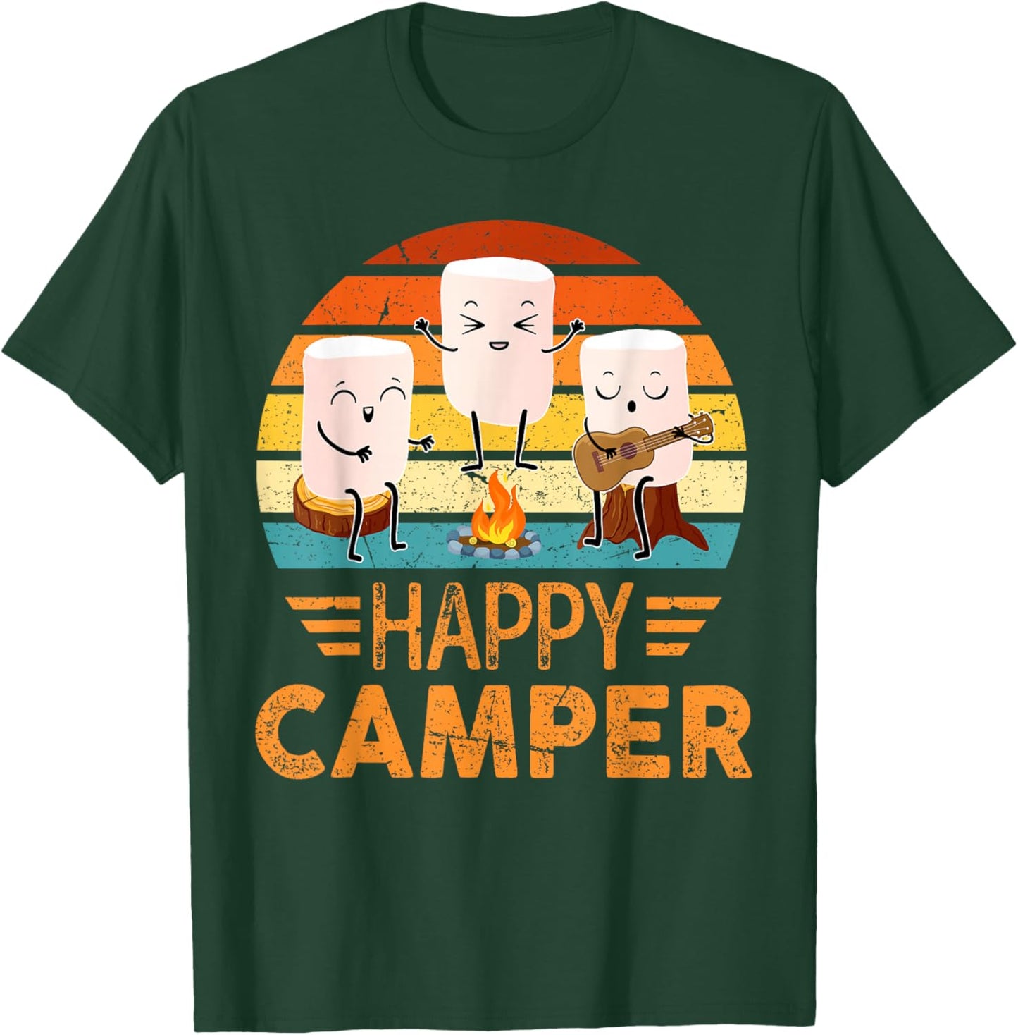 Funny Happy Marshmallow Camper Cute for Kids Women Men T-Shirt - T-Shirt | Forest