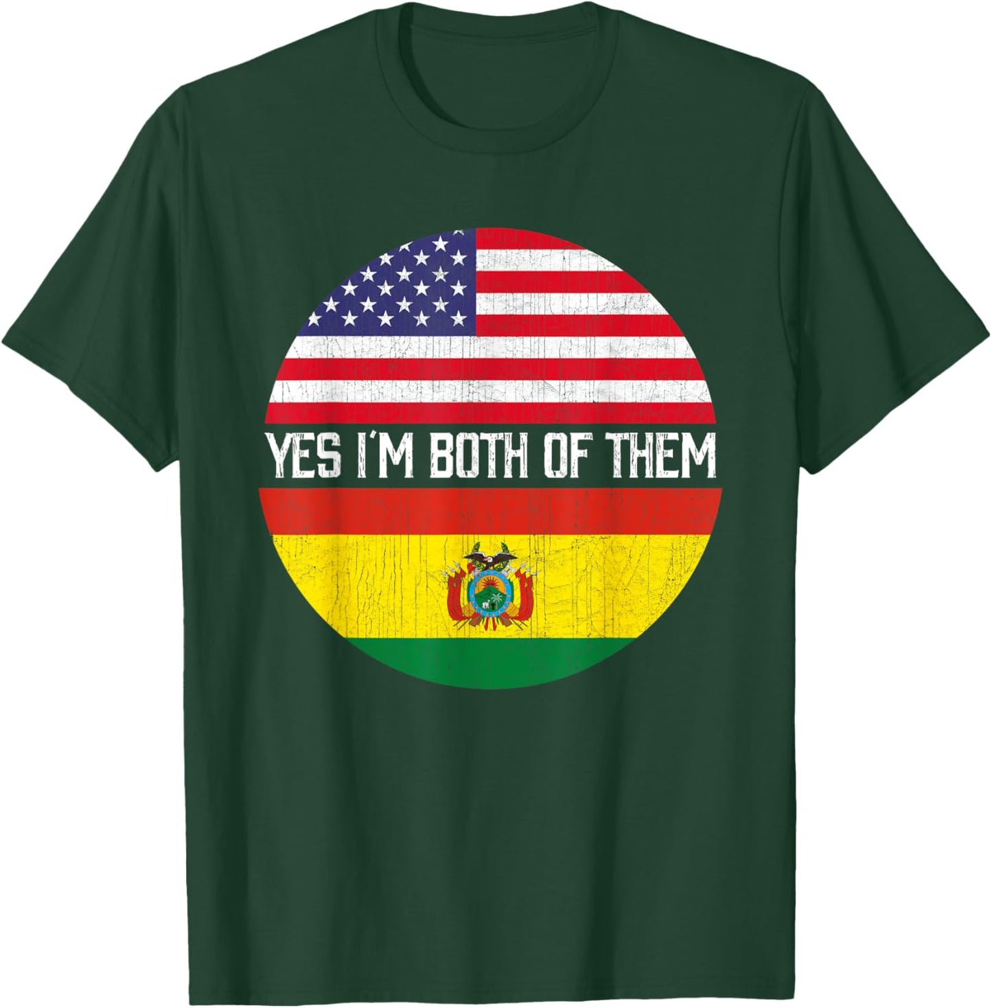 Half American Half Bolivian USA Flag Family Heritage Kids Men T-Shirt - T-Shirt | Forest