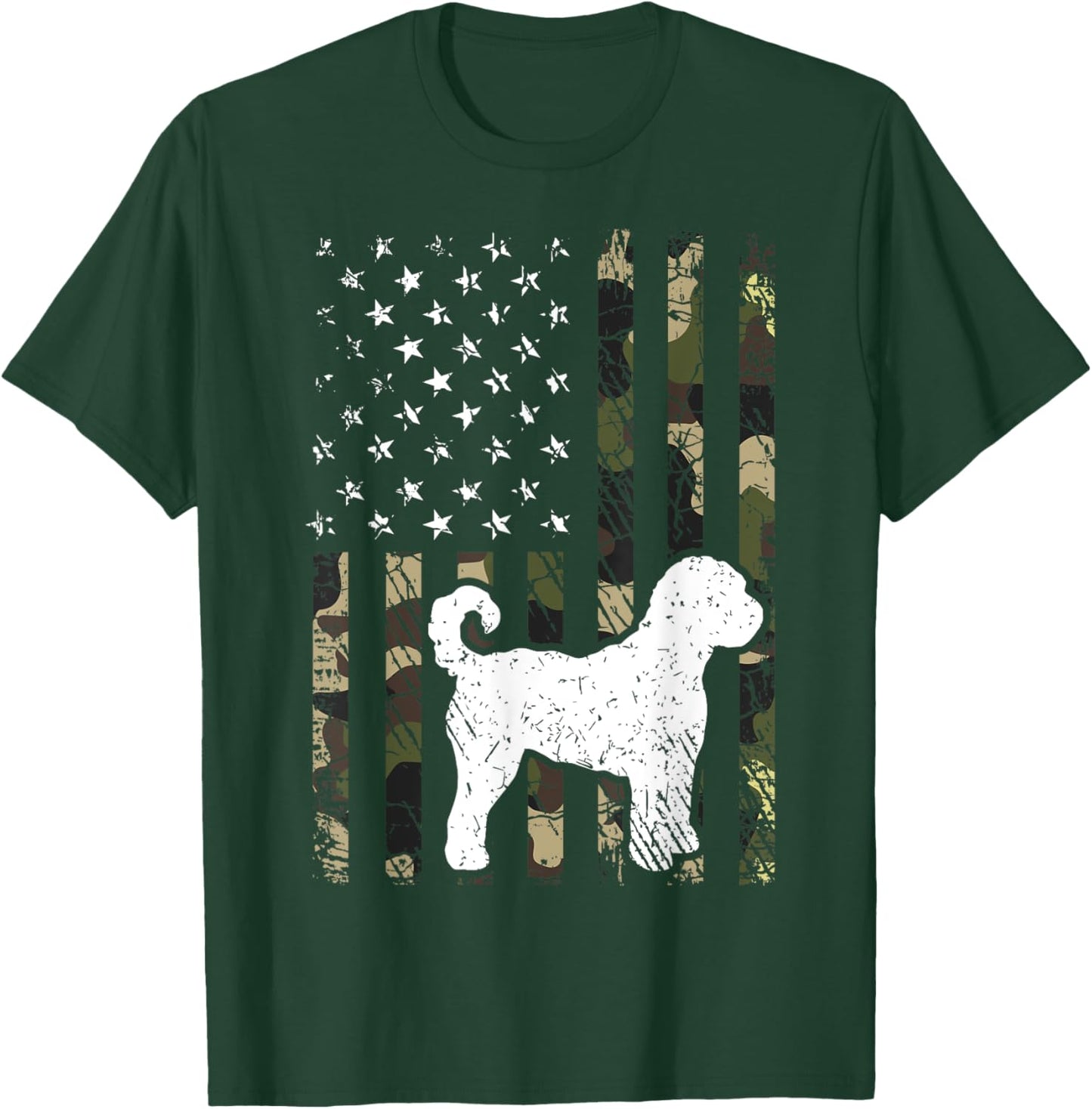 Labradoodle Dog Dad Mom Camouflage USA Flag Women Kids T-Shirt - T-Shirt | Forest